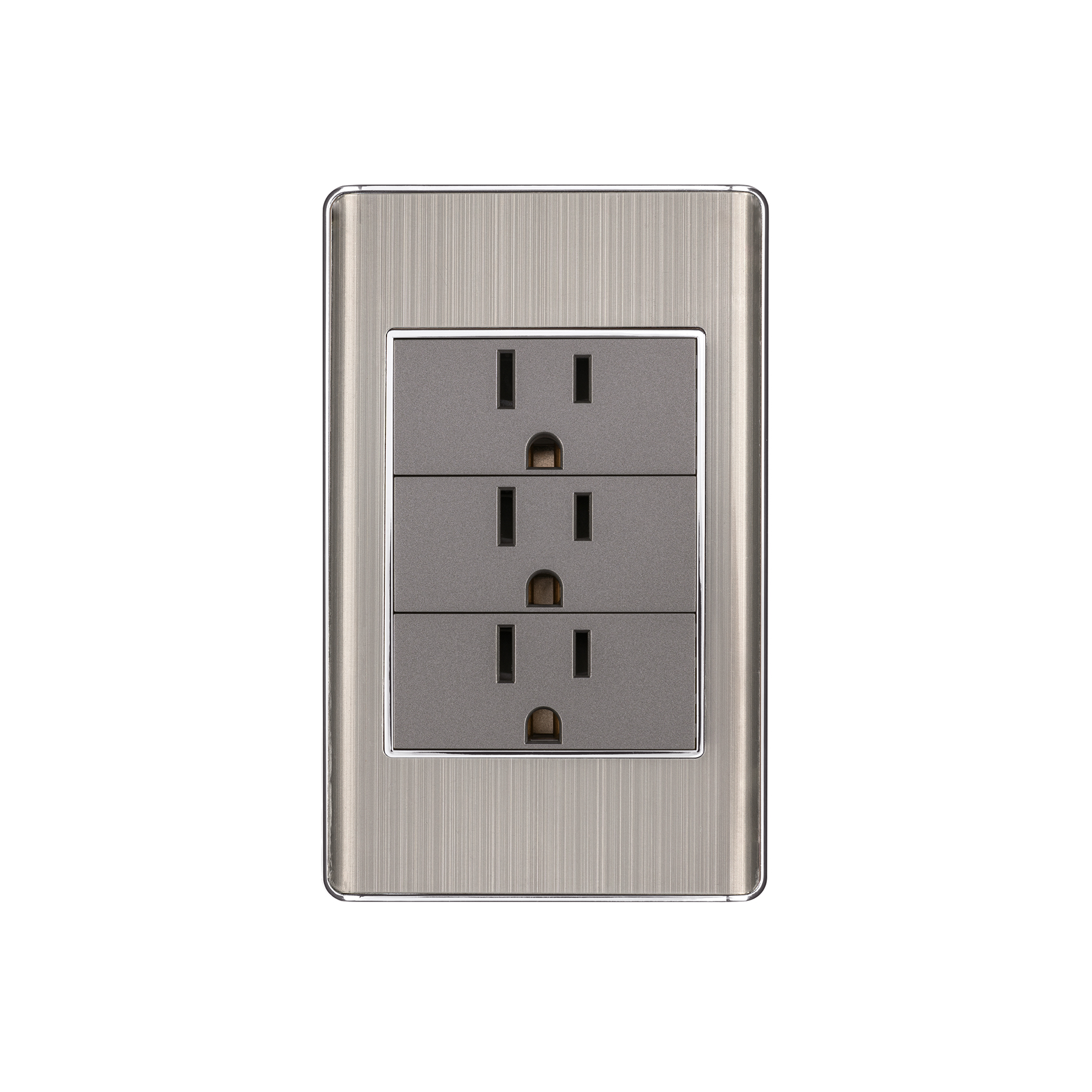 Placa armada acero inox 3 contactos 1 módulo, Lisboa