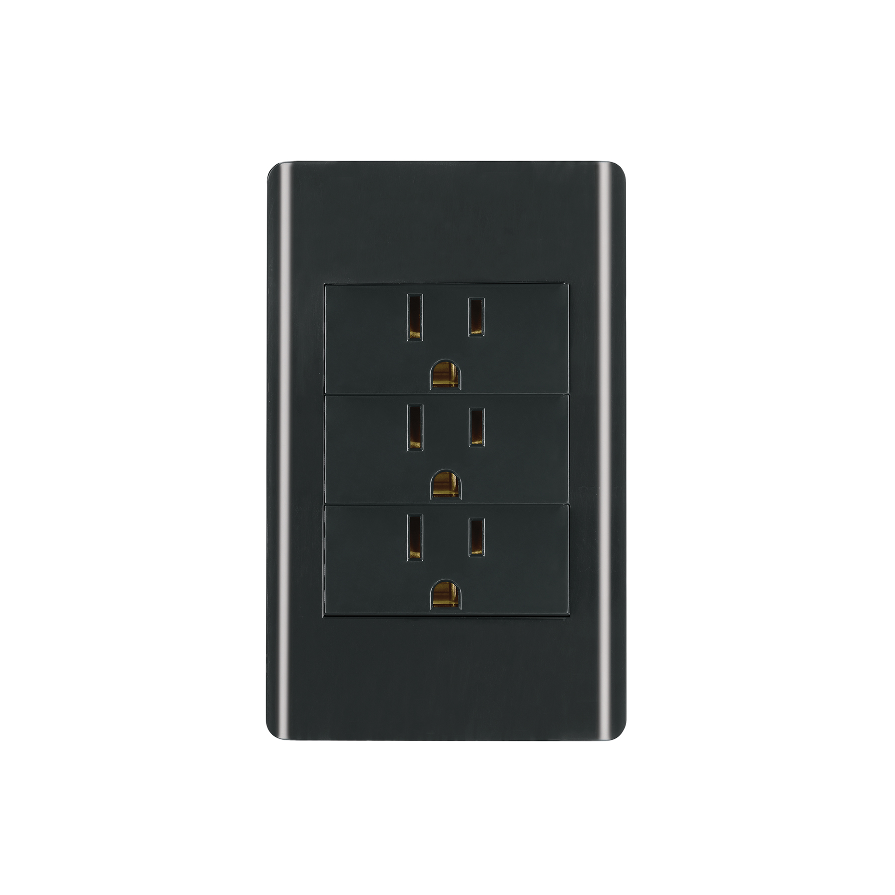 Placa armada negra 3 contactos 1 módulo, Lisboa, Volteck