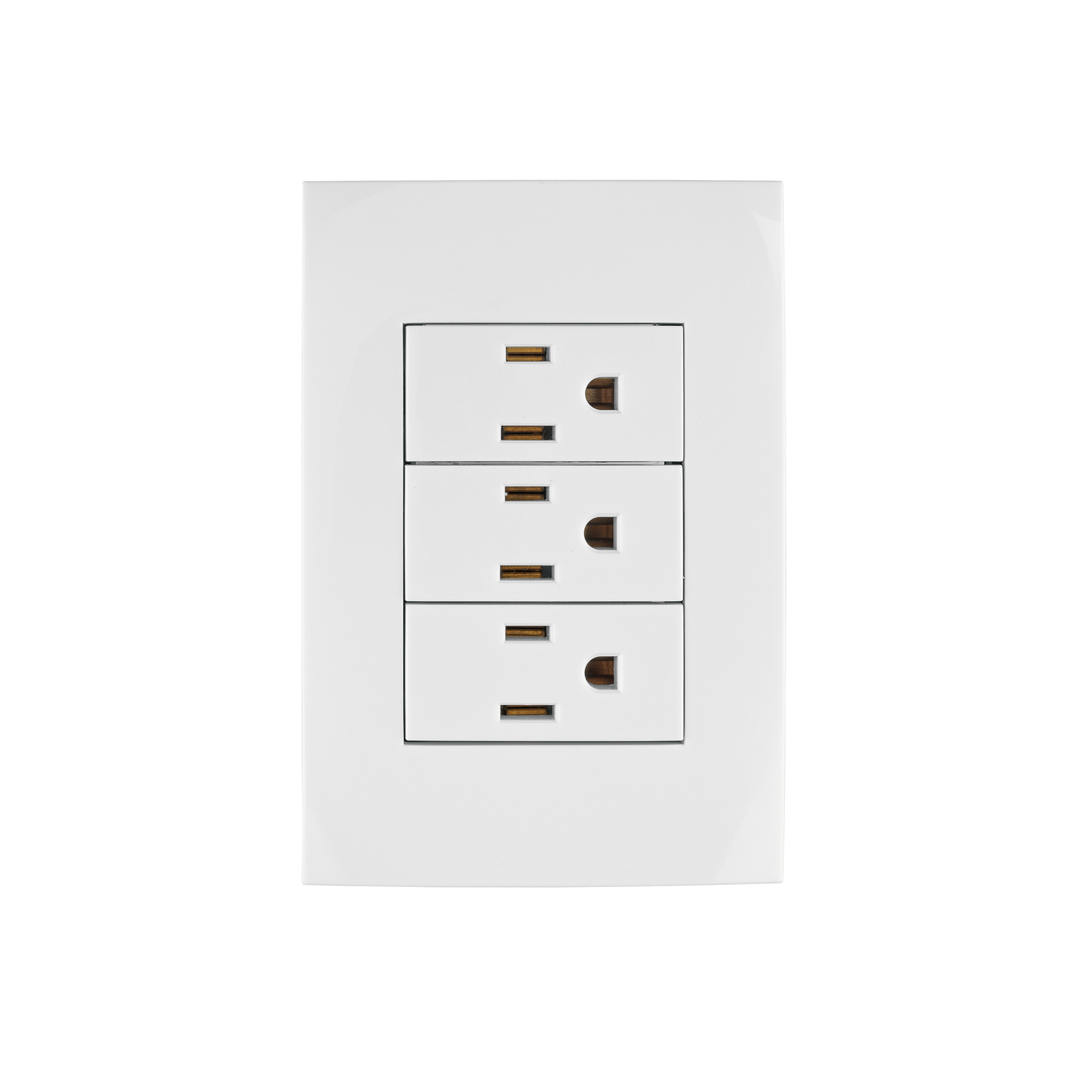 Placa armada 3 contactos aterrizados, línea Oslo, blanco