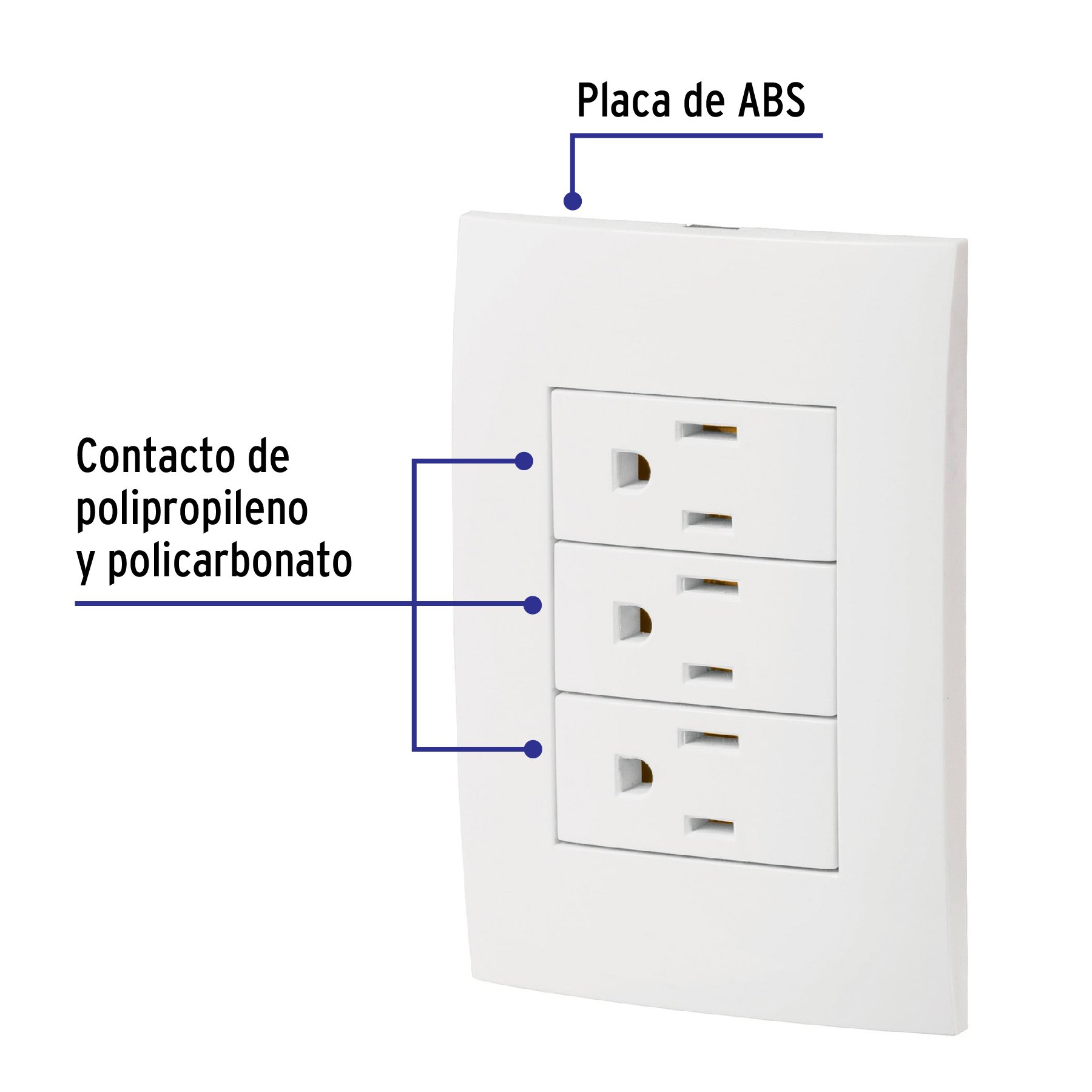 Placa armada 3 contactos aterrizados, línea Oslo, blanco - Imagen 4
