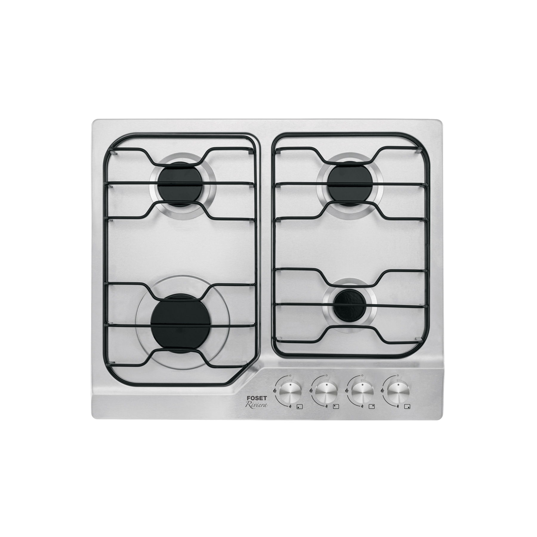 Parrilla gas empotrable 60cm, 4 quem, inox, esmalte, Foset