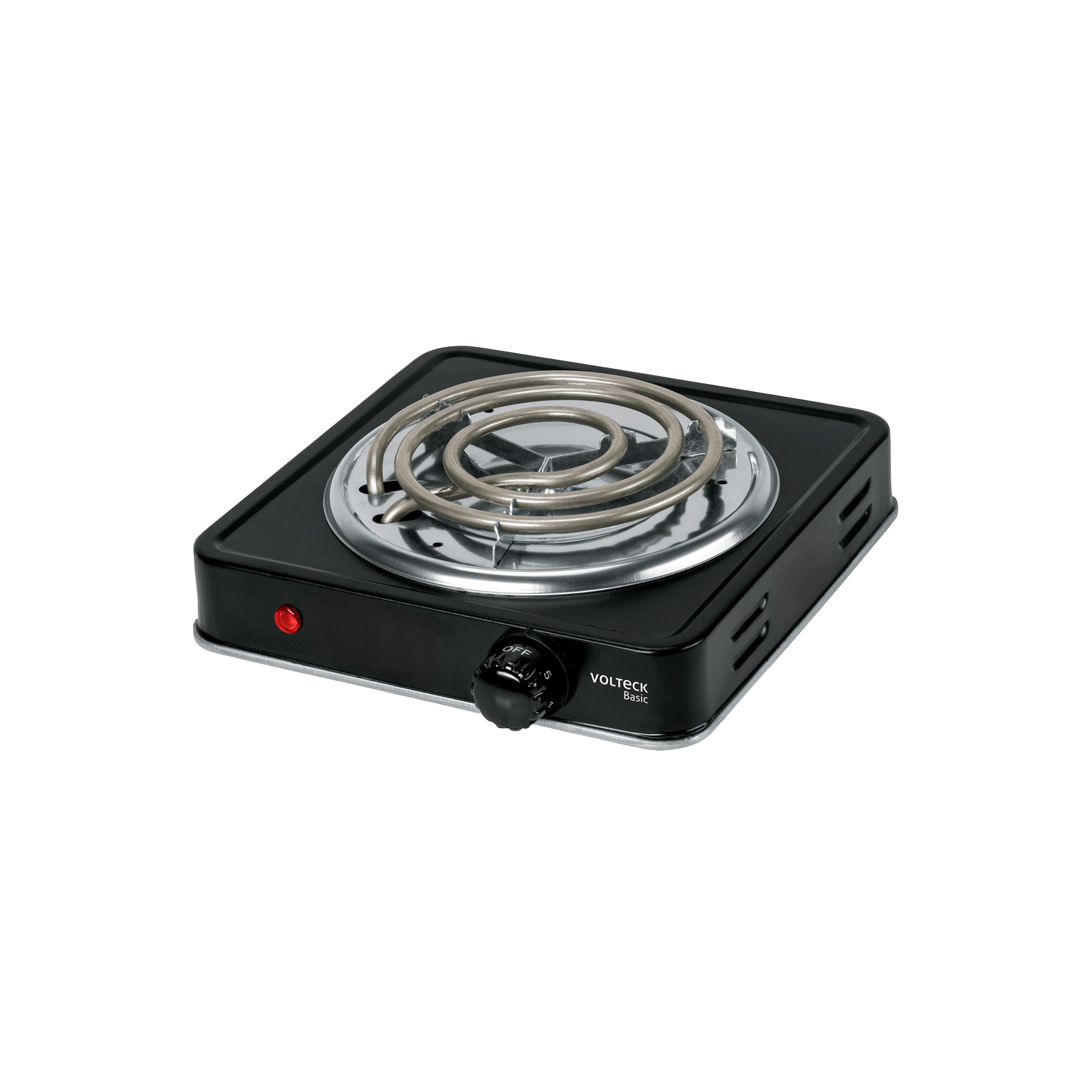 Parrilla eléctrica 1 quemador en espiral, negra, BASIC