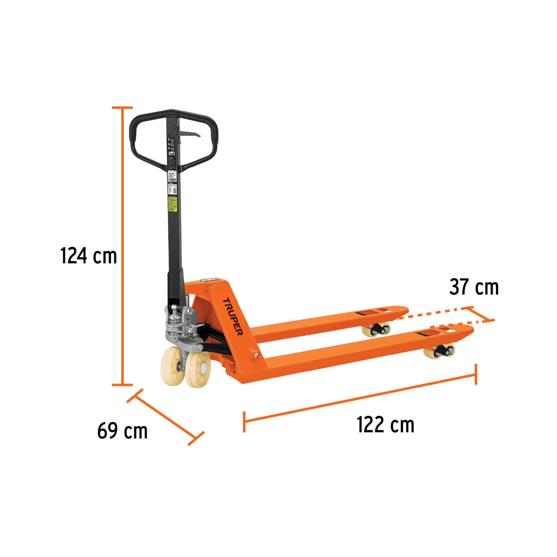 Patín traspaleta 3 ton con ruedas de nylon, Truper - Imagen 2