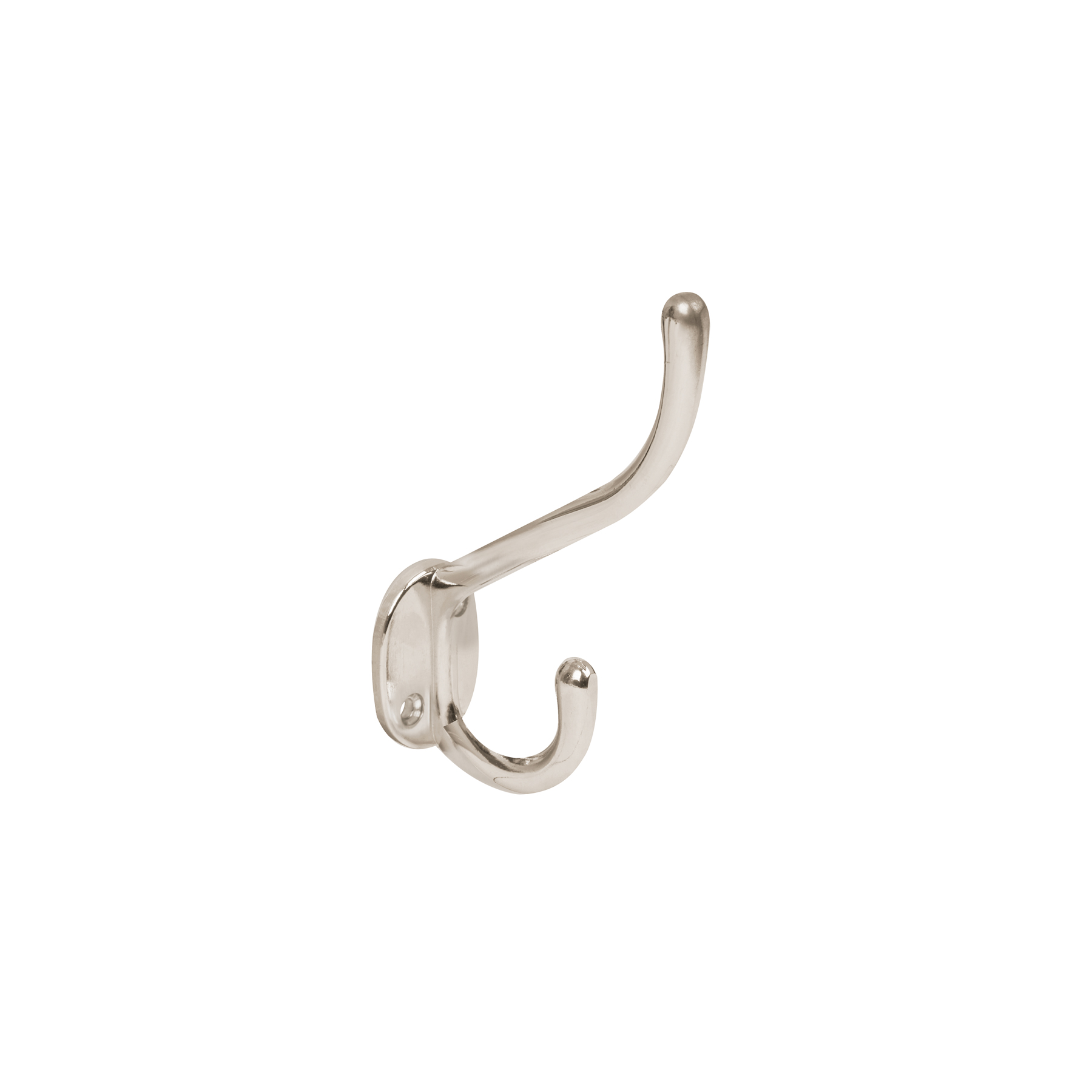 Gancho doble largo y corto tipo perchero, niquel satinado
