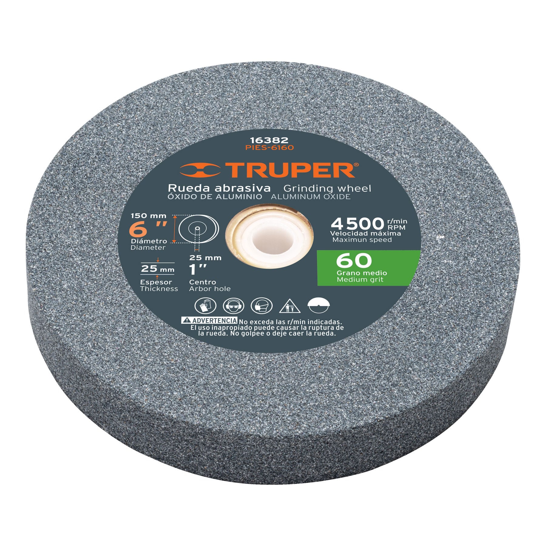 Rueda abrasiva p/esmeril 6'x25mm, óxido aluminio, grano 60