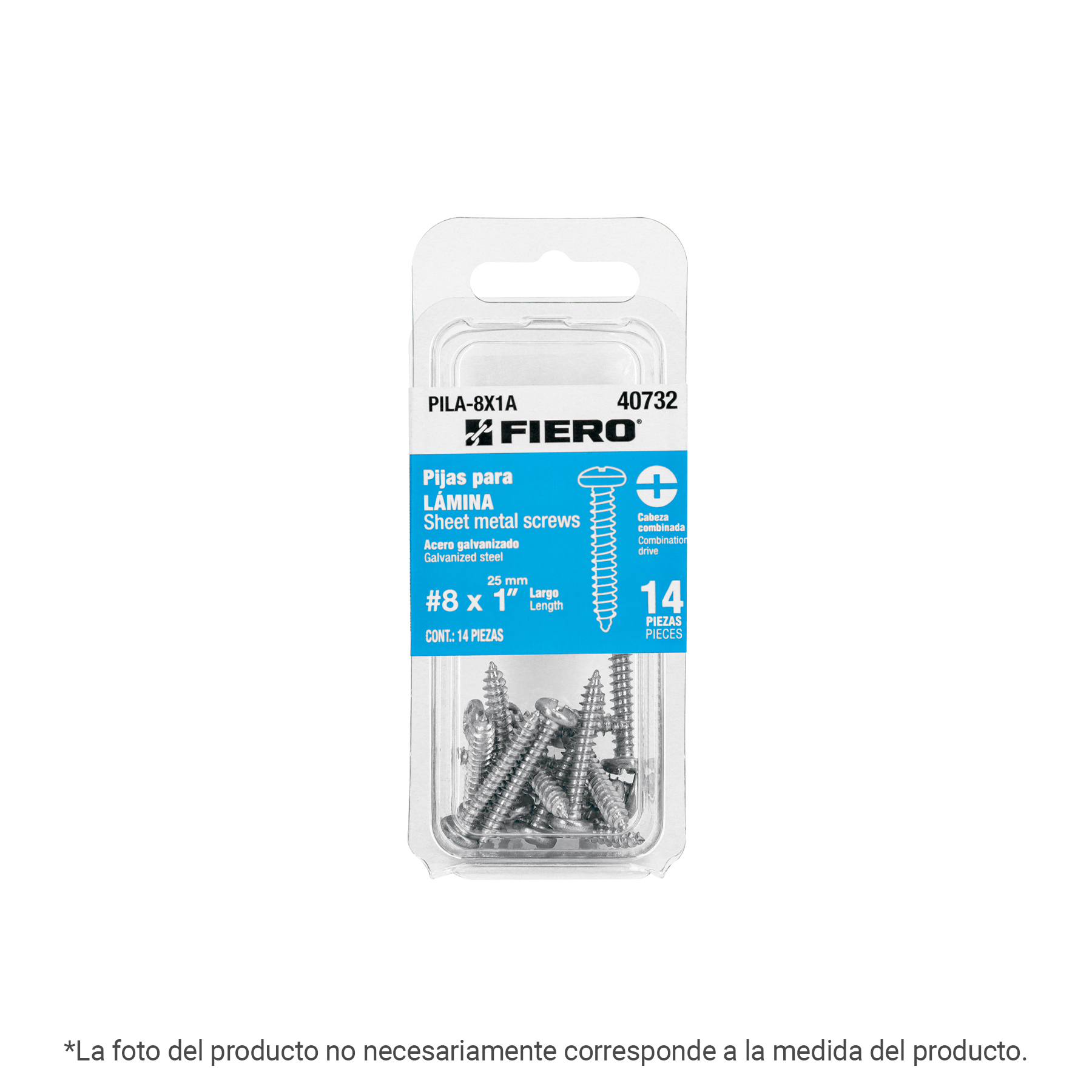 Blíster con 6 pijas para lámina, #12 x 1-1/2', FIERO