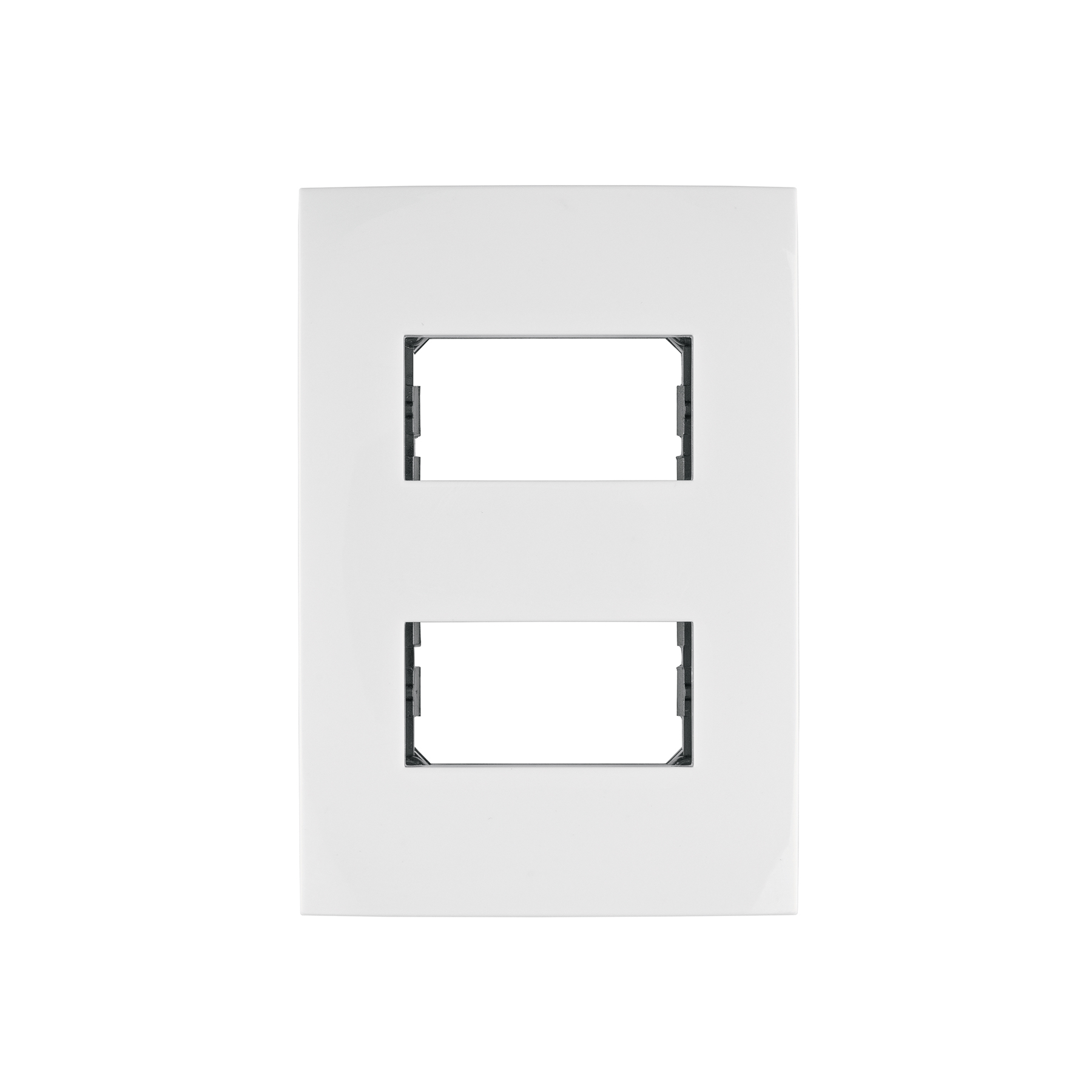 Placa 2 módulos de ABS, línea Oslo, color blanco, Volteck