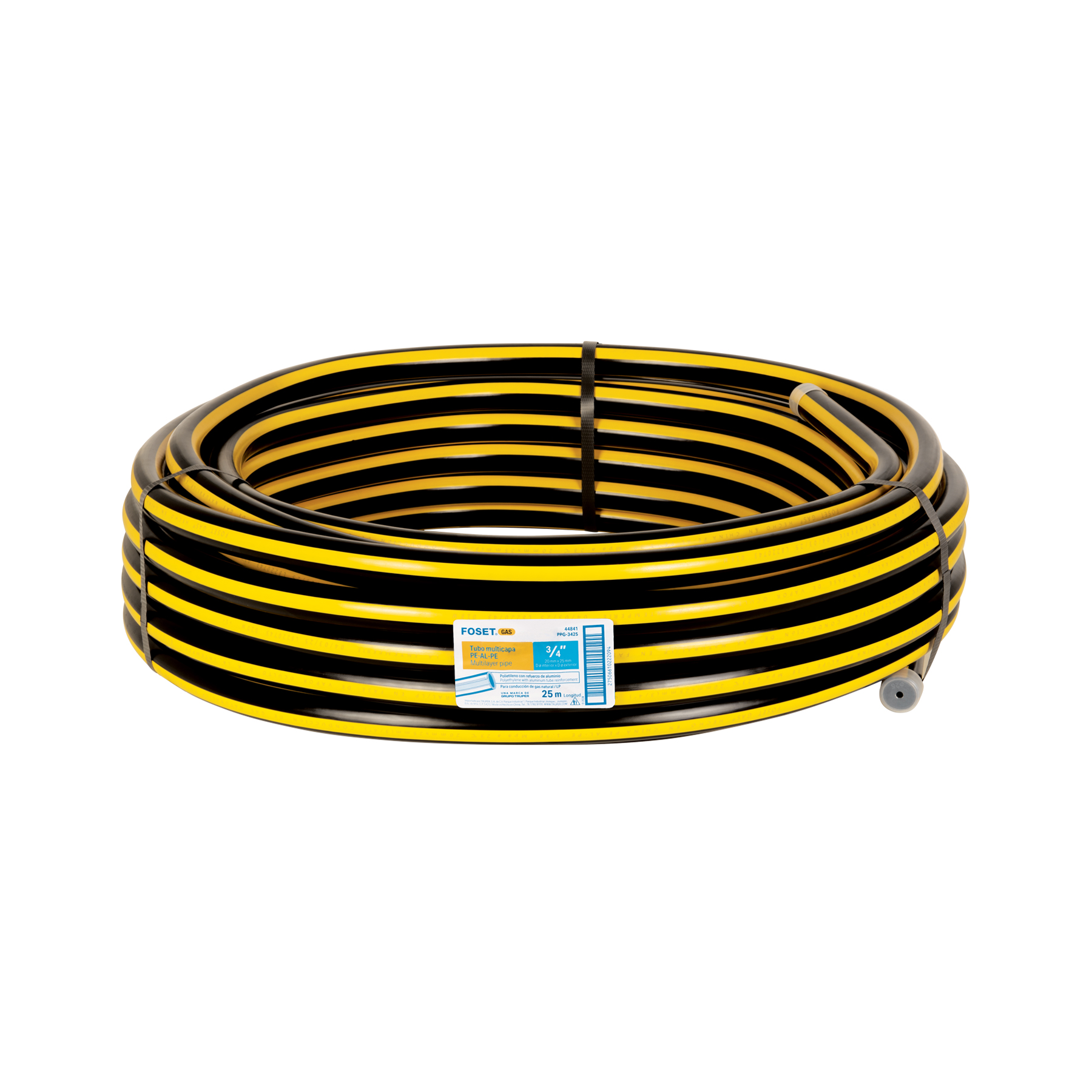 Metro de manguera para gas, 3/4' PE-AL-PE en rollo de 25m