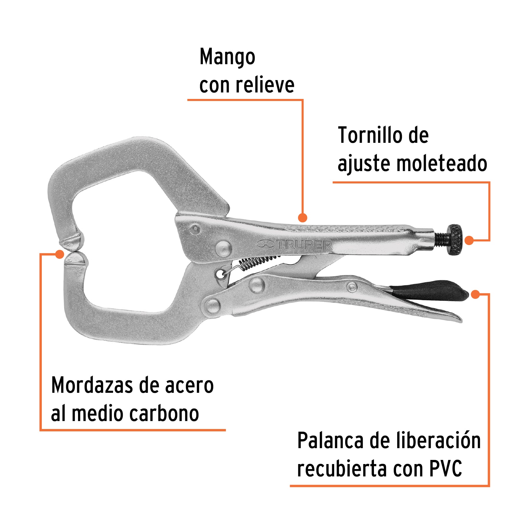 Pinza de presión 6' tipo 'C' con mordaza fija, Truper - Imagen 2