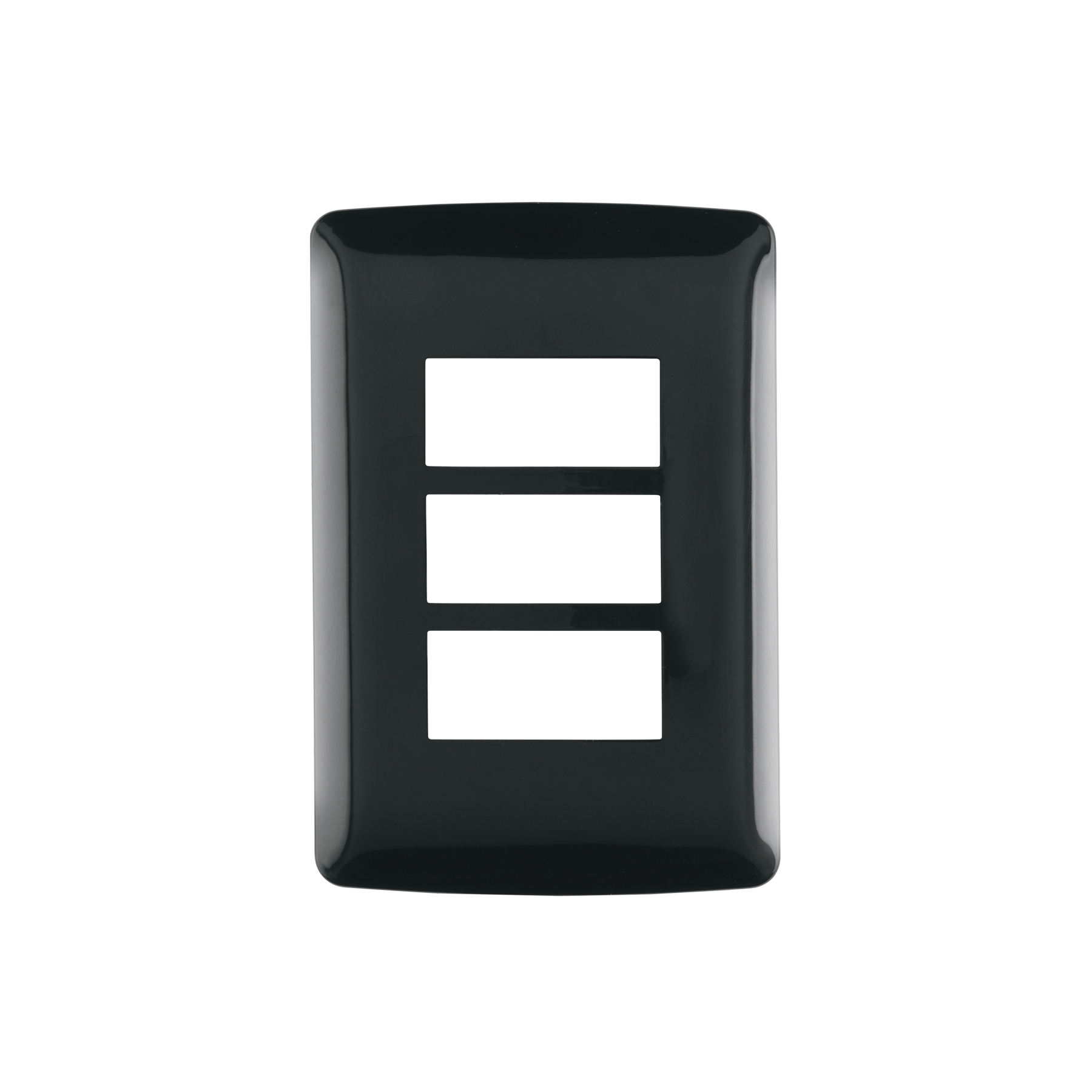 Placa 3 modulos, Italiana, color negro, Volteck