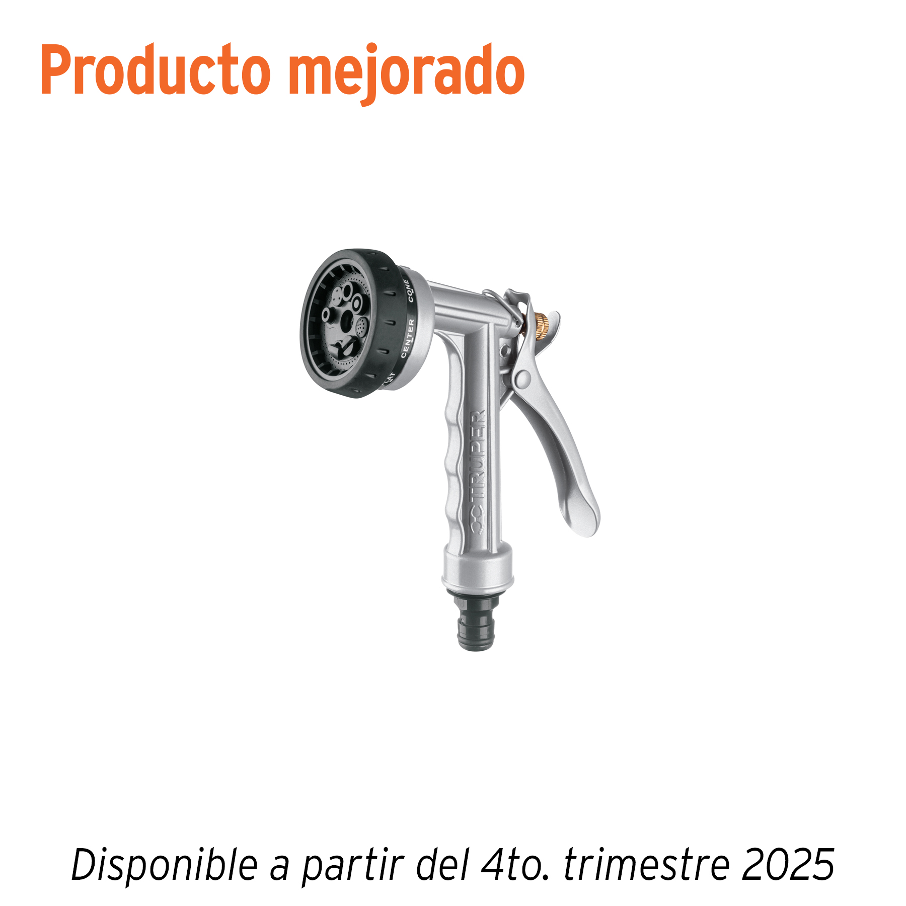 Pistola metálica para riego, 8 funciones, TRUPER