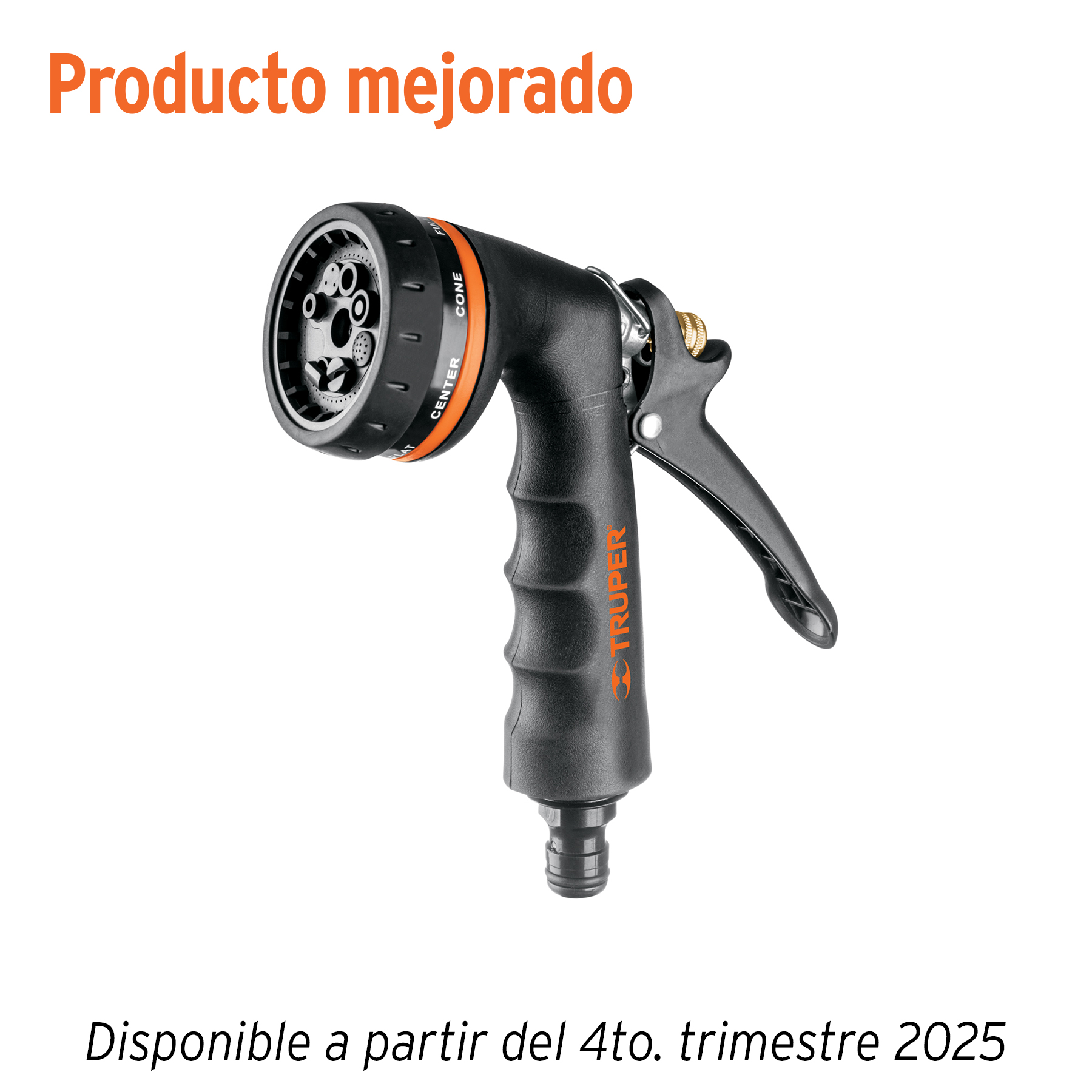 Pistola para riego de 8 funciones metálica con recubrimiento