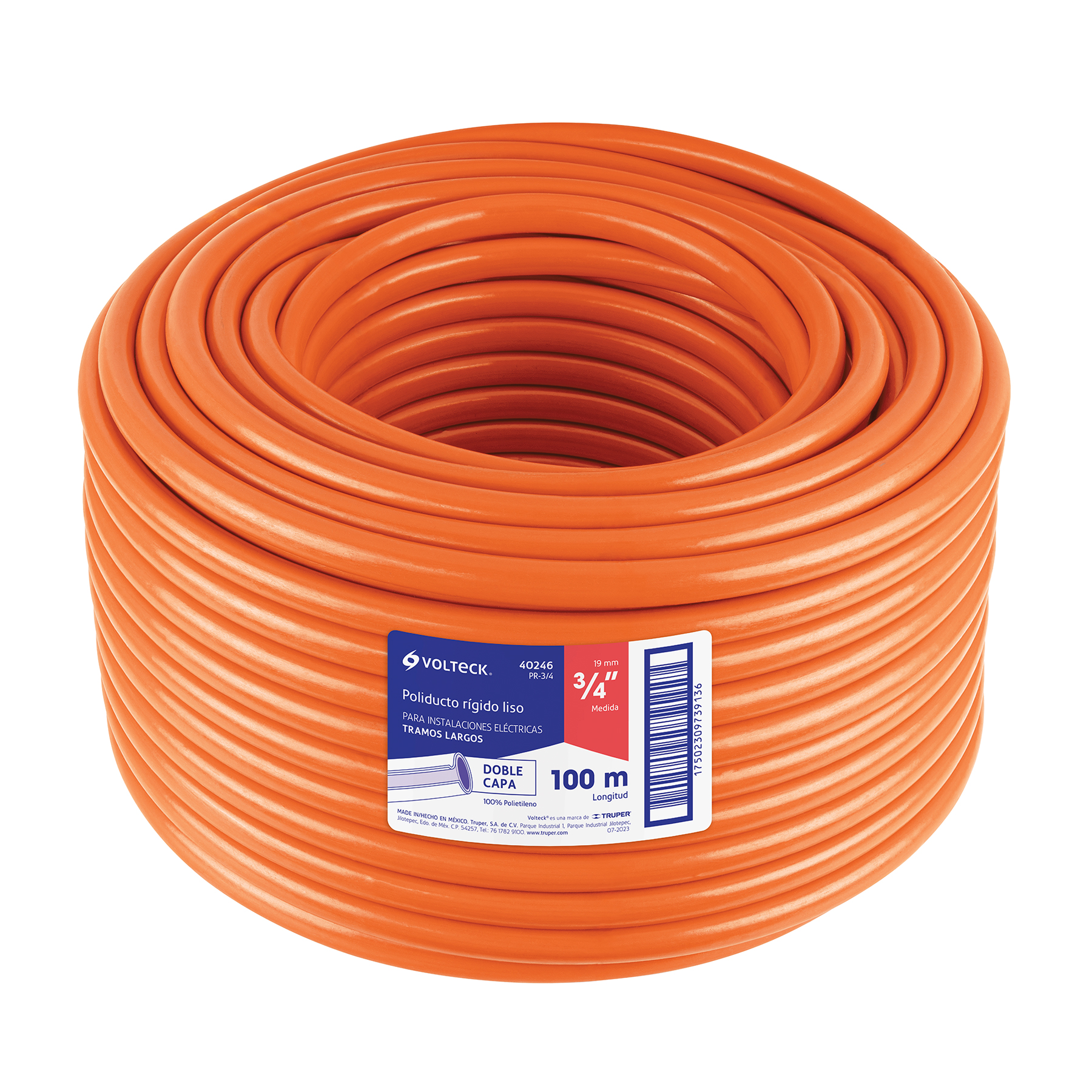 Metro de poliducto 3/4' rígido, rollo con 100 metros