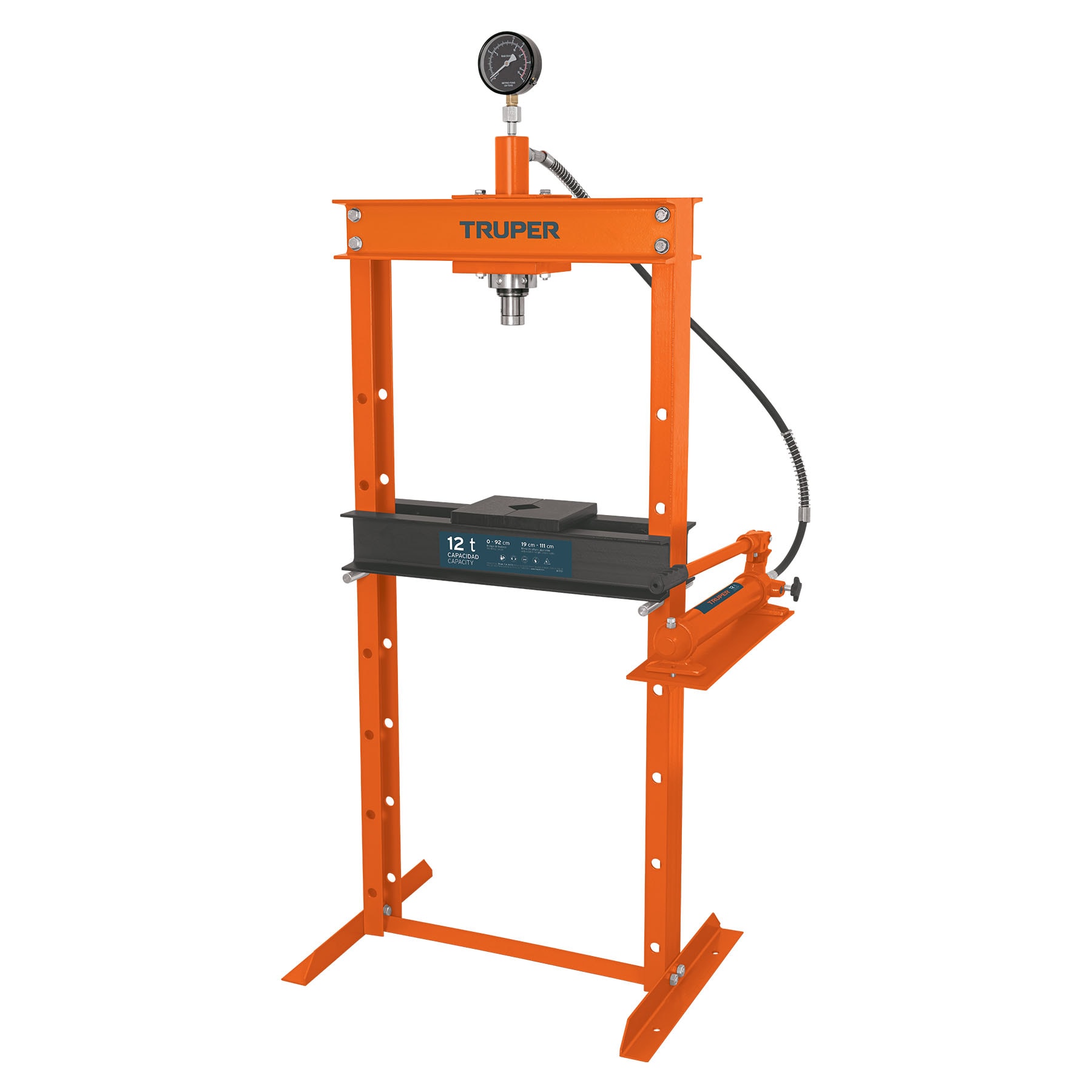Prensa hidráulica tipo 'H' de 12 ton, con pistón, Truper