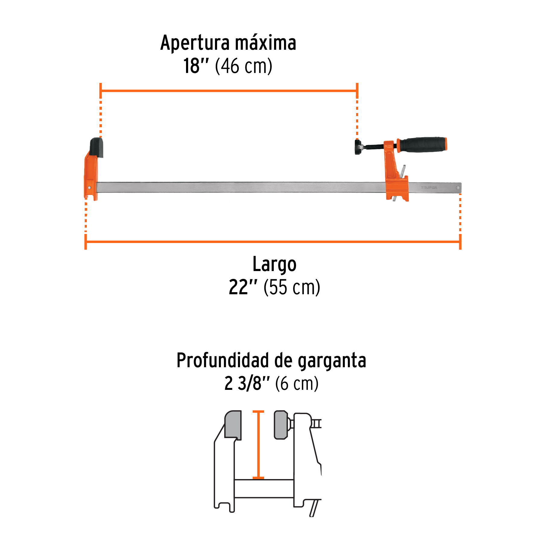 Prensa rápida tipo 'F' 18', uso ligero, Truper - Imagen 3