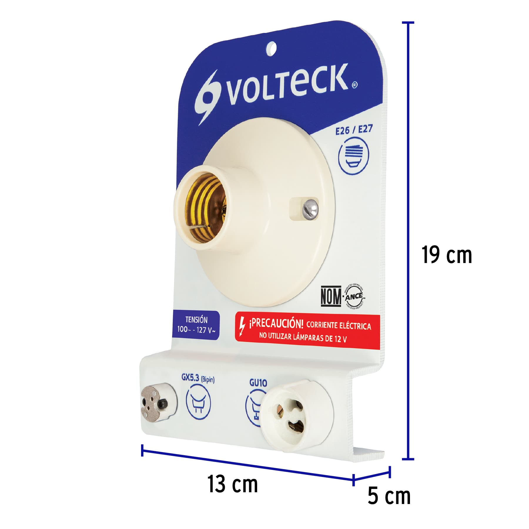 Probador de lámparas, bases E26, E27, GX5.3 y GU10, Volteck - Imagen 2