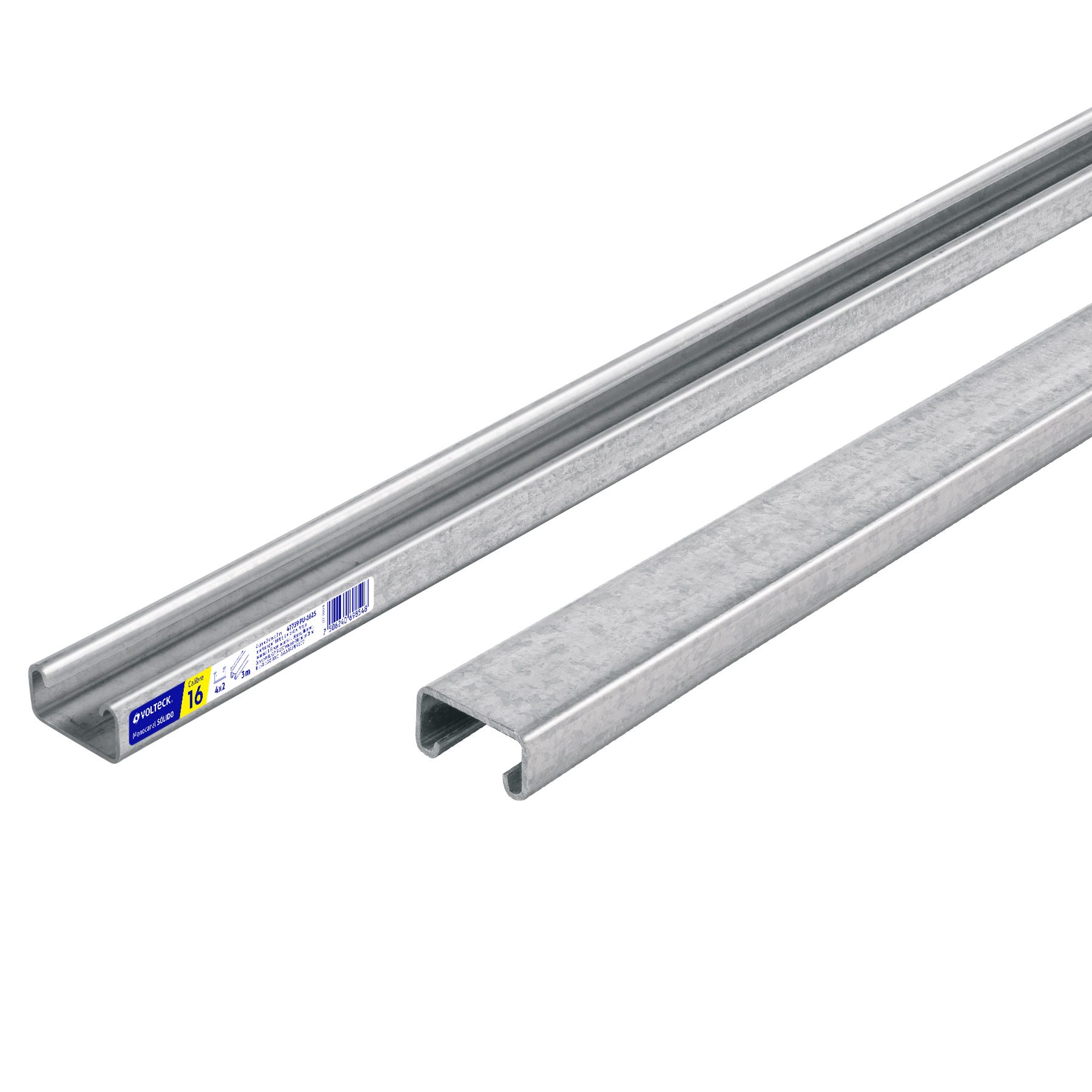 Perfil monocanal sólido de 3 m, 4 x 2 cm cal. 16, VOLTECK
