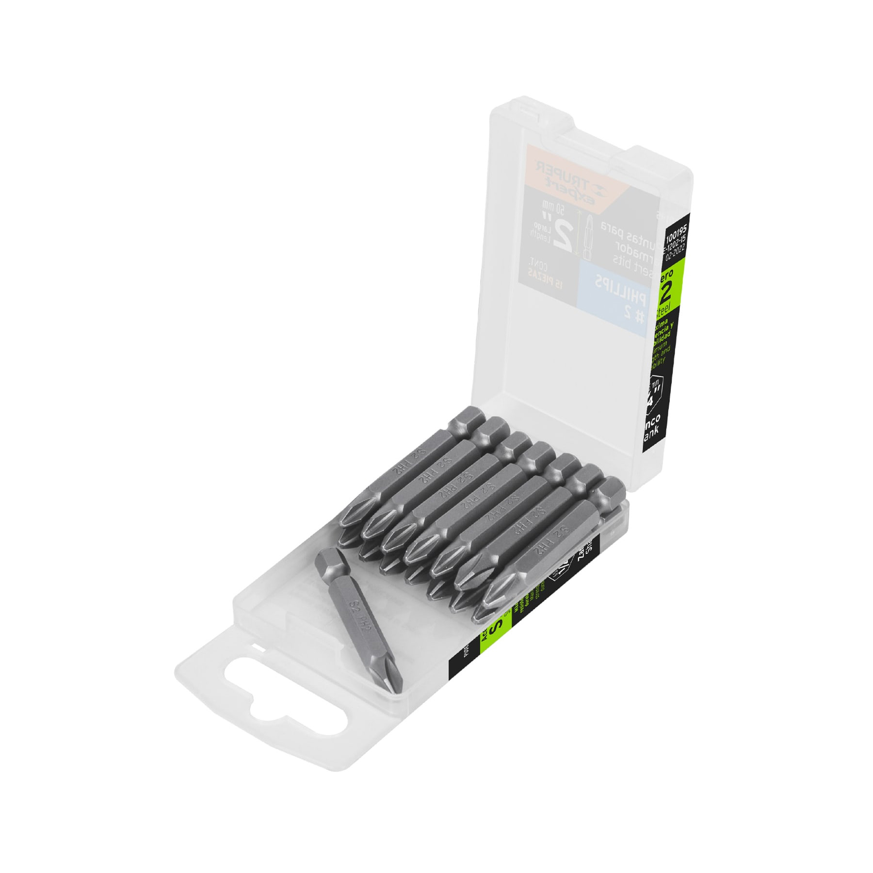 Estuche con 15 puntas de cruz PH2 largo 2', Truper Expert