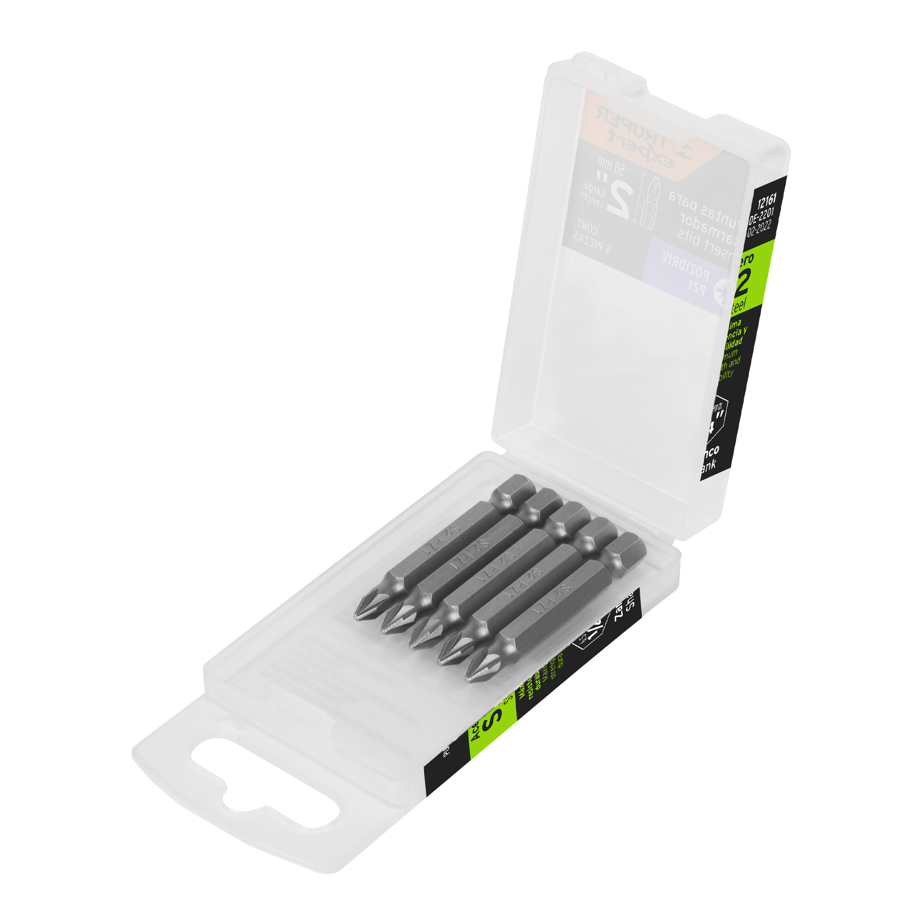 Estuche con 5 puntas pozidriv PZ1 largo 2', Truper Expert