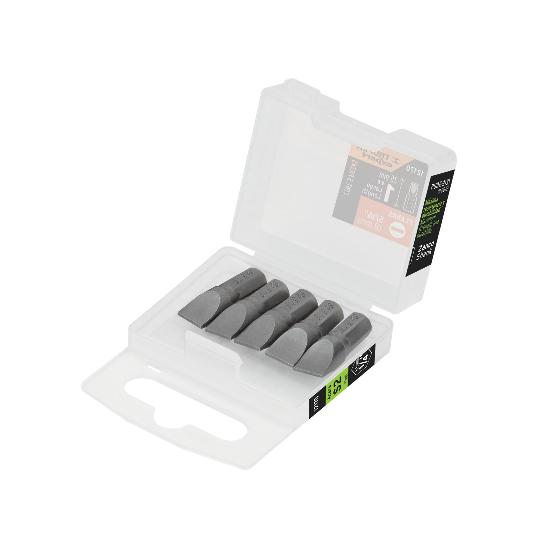 Estuche con 5 puntas planas de 5/16' largo 1', Truper Expert