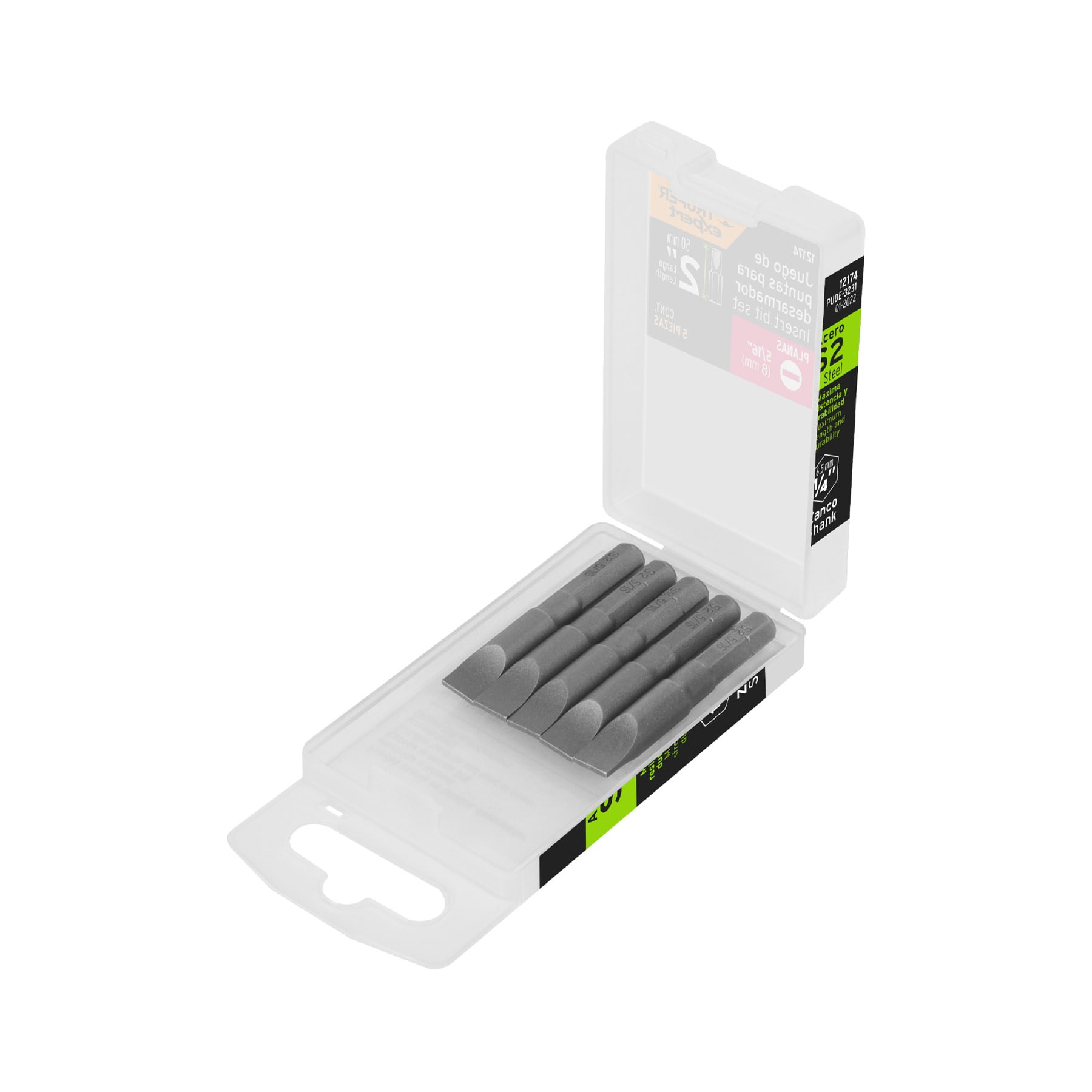 Estuche con 5 puntas planas de 5/16' largo 2', Truper Expert