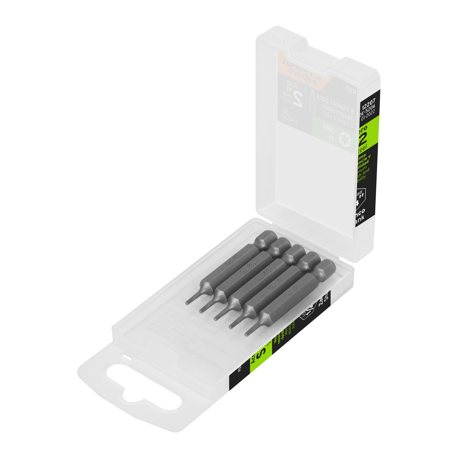 Estuche con 5 puntas torx T6 largo 2', Truper Expert