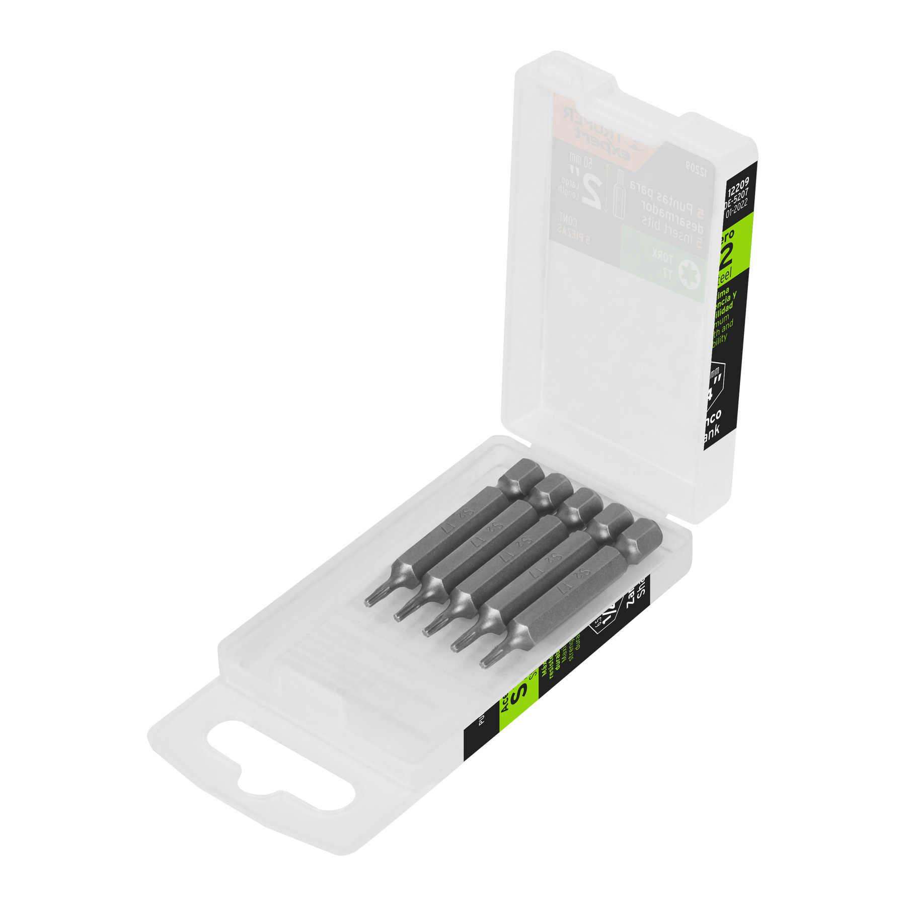 Estuche con 5 puntas torx T7 largo 2', Truper Expert