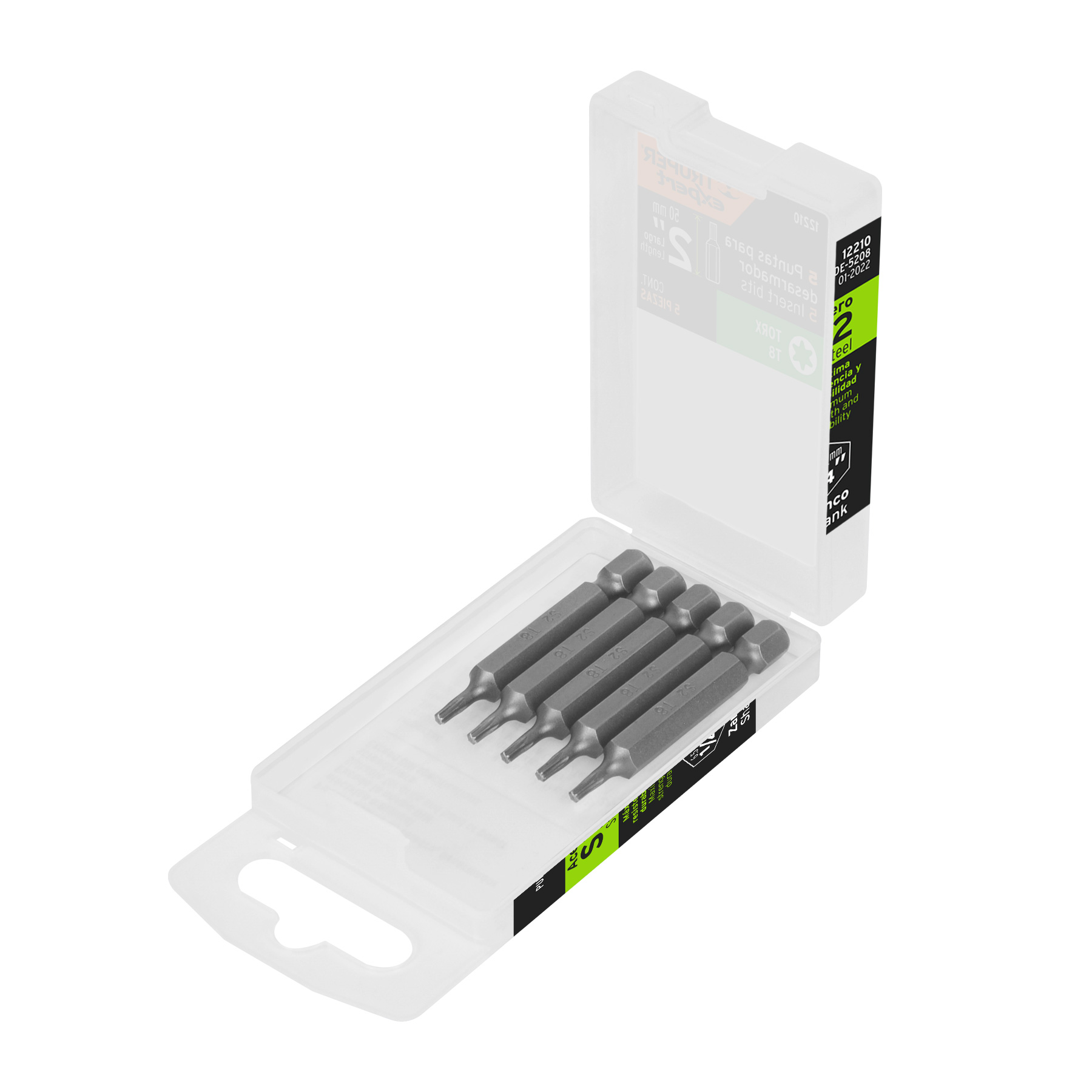 Estuche con 5 puntas torx T8 largo 2', Truper Expert