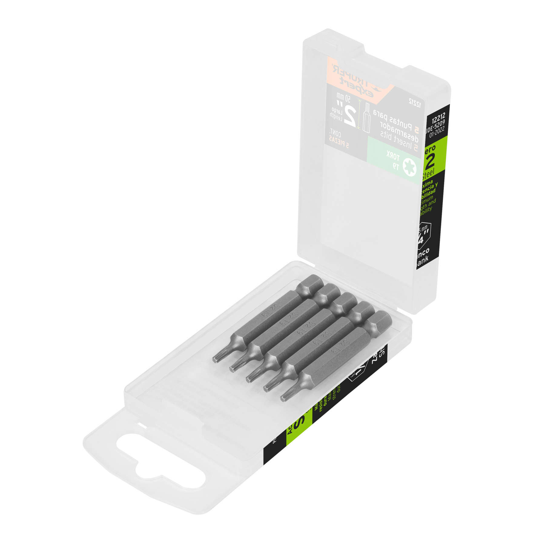 Estuche con 5 puntas torx T9 largo 2', Truper Expert
