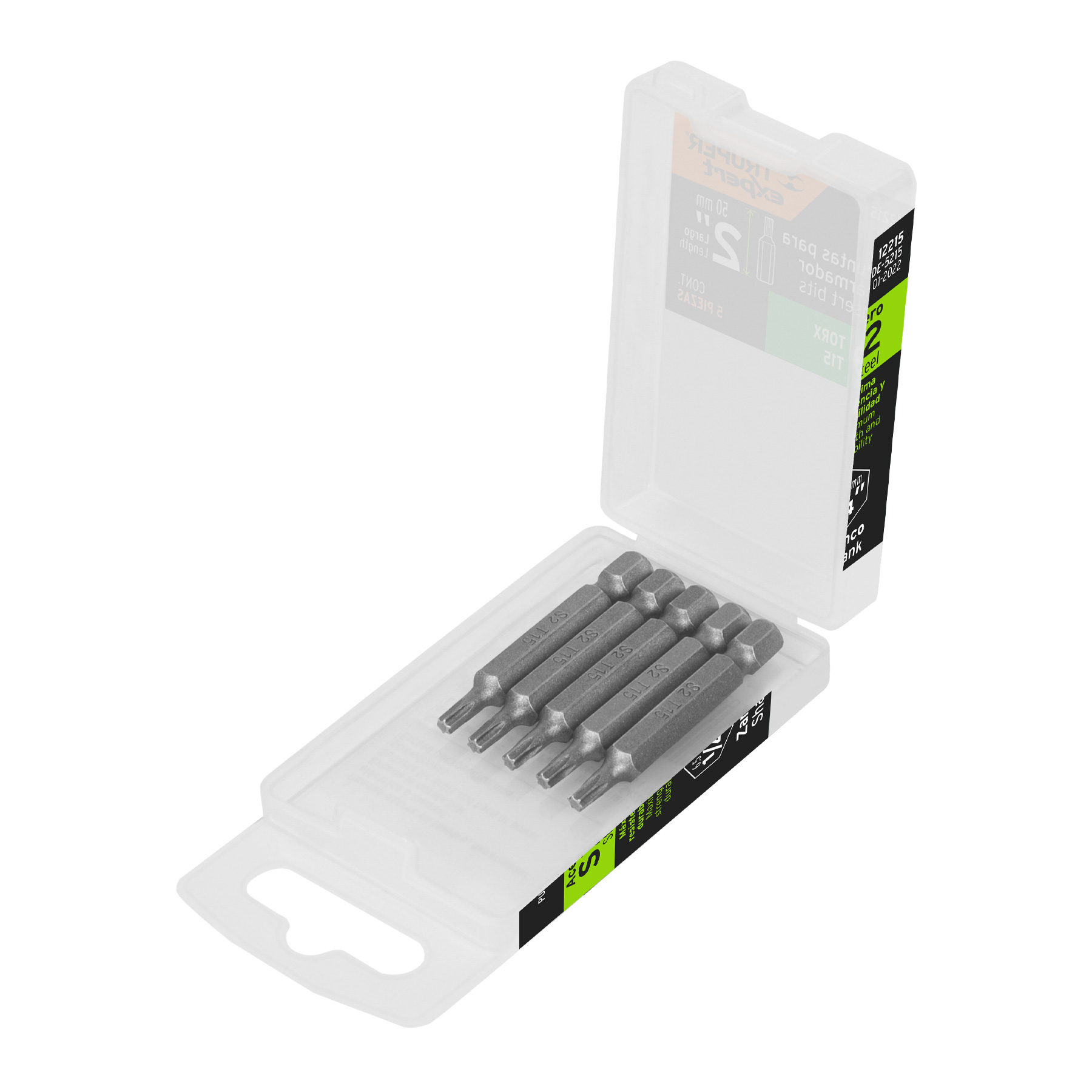 Estuche con 5 puntas torx T15 largo 2', Truper Expert