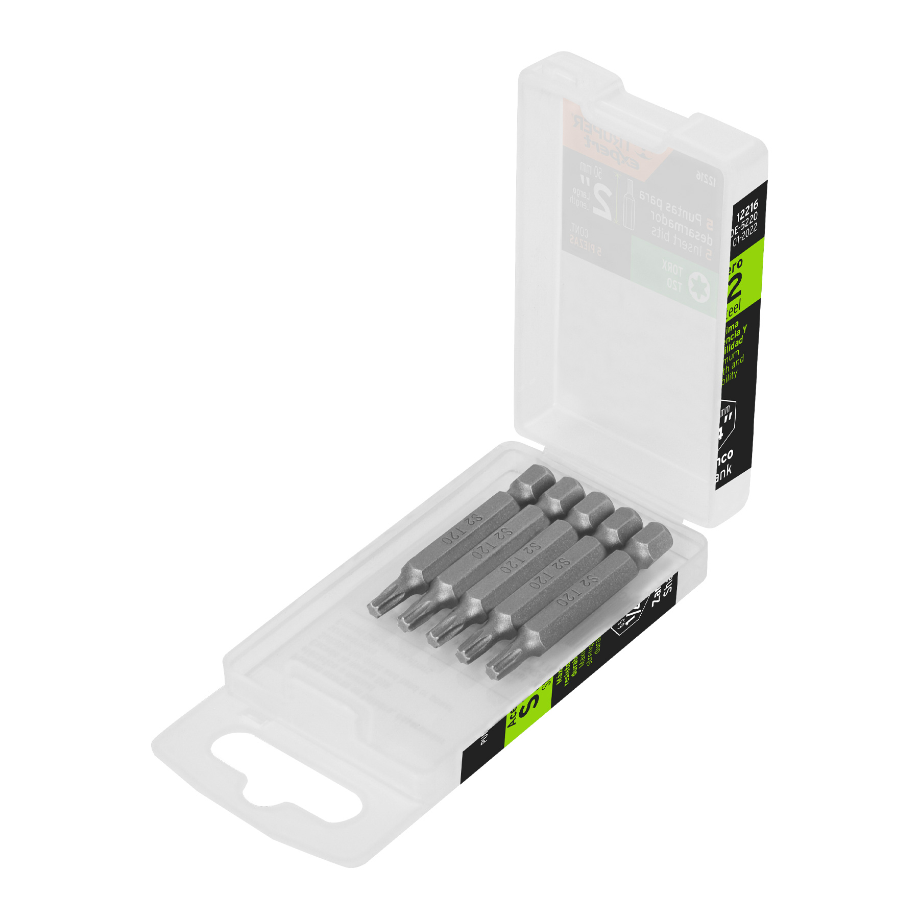 Estuche con 5 puntas torx T20 largo 2', Truper Expert