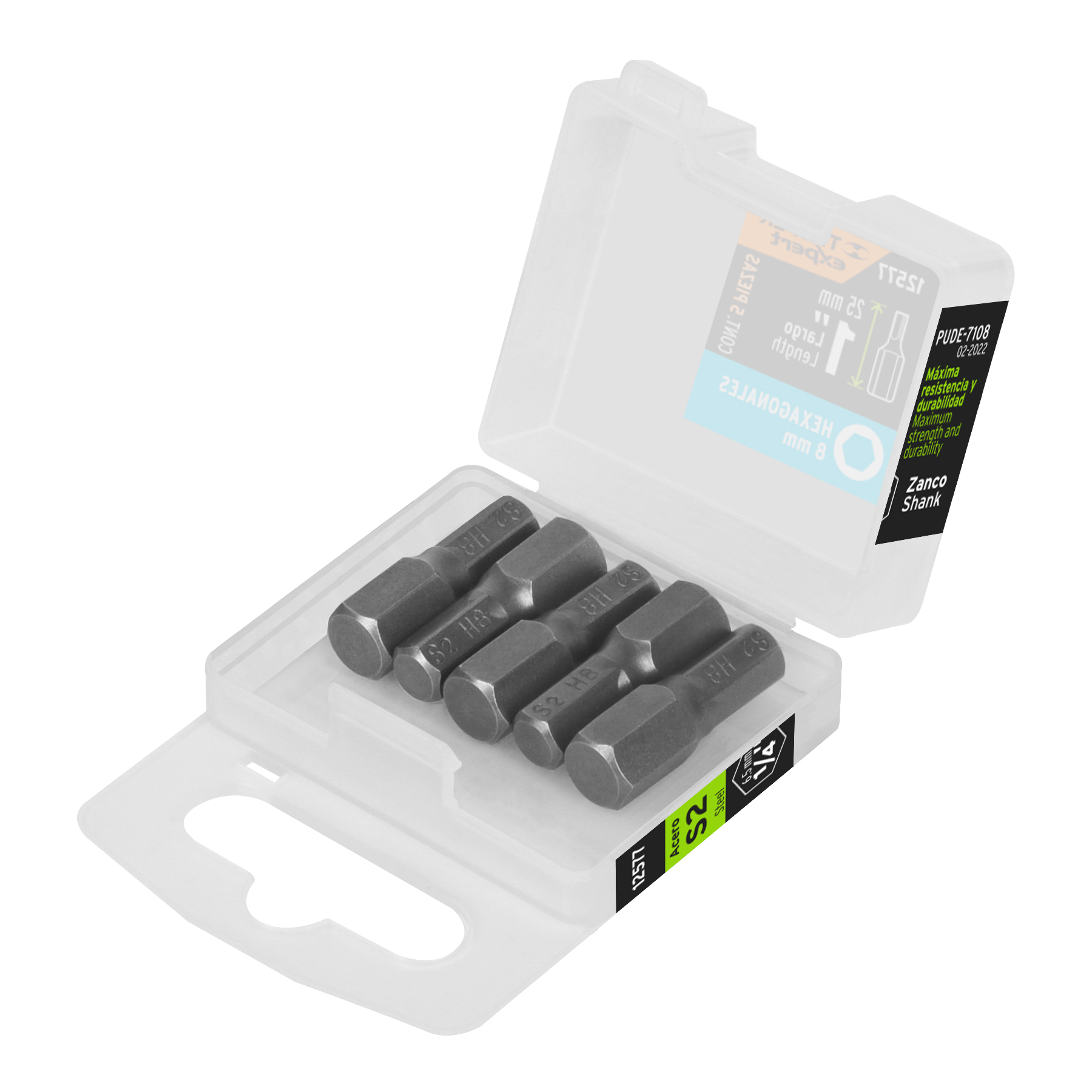 Estuche con 5 puntas hexagonales de 8 mm largo 1', Expert