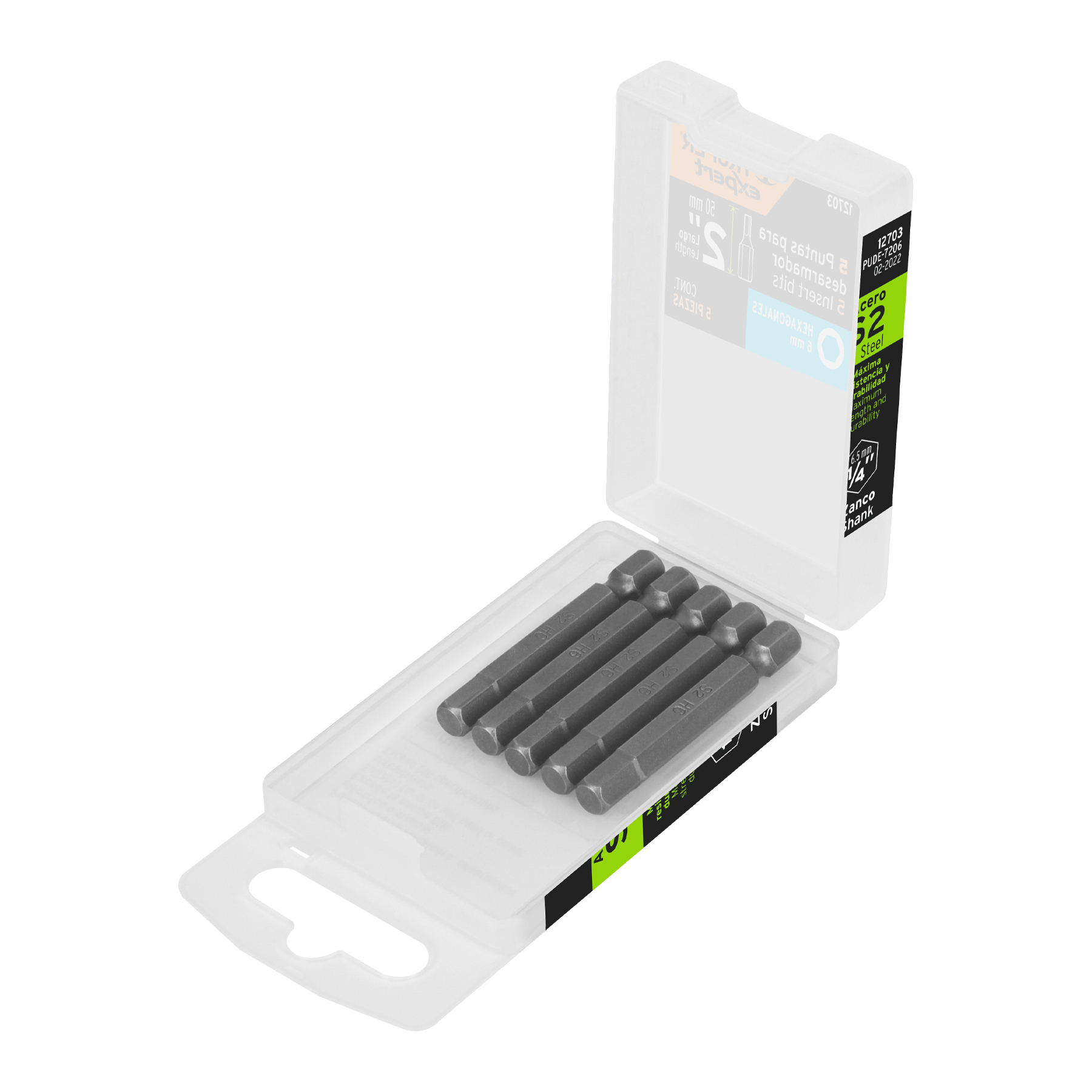 Estuche con 5 puntas hexagonales de 6 mm largo 2', Expert