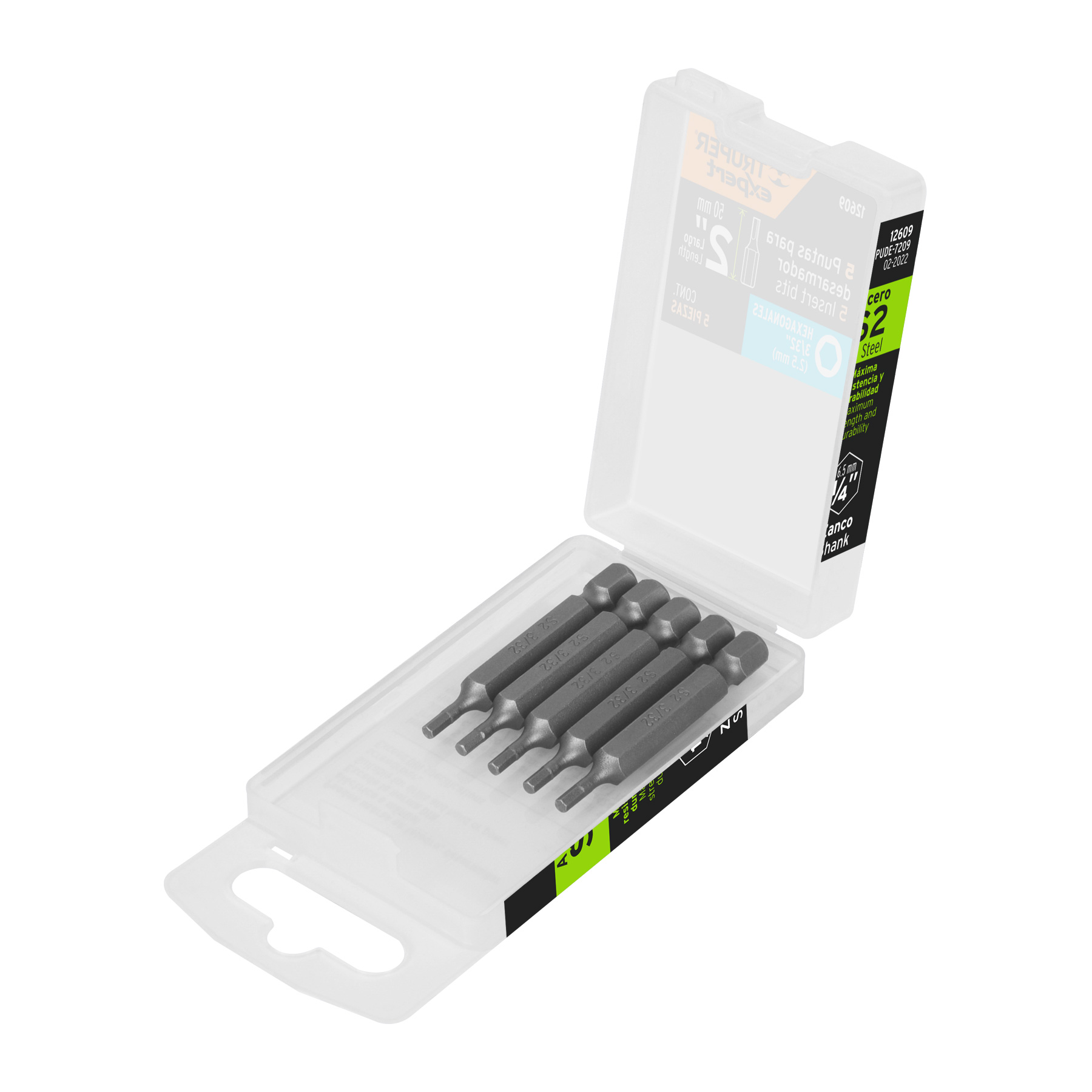 Estuche con 5 puntas hexagonales de 3/32mm largo 2', Expert