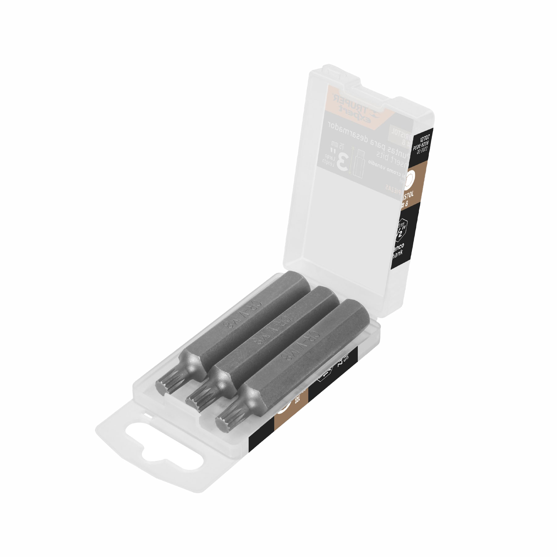 Estuche con 3 puntas bristol M8 largo 3', Truper Expert