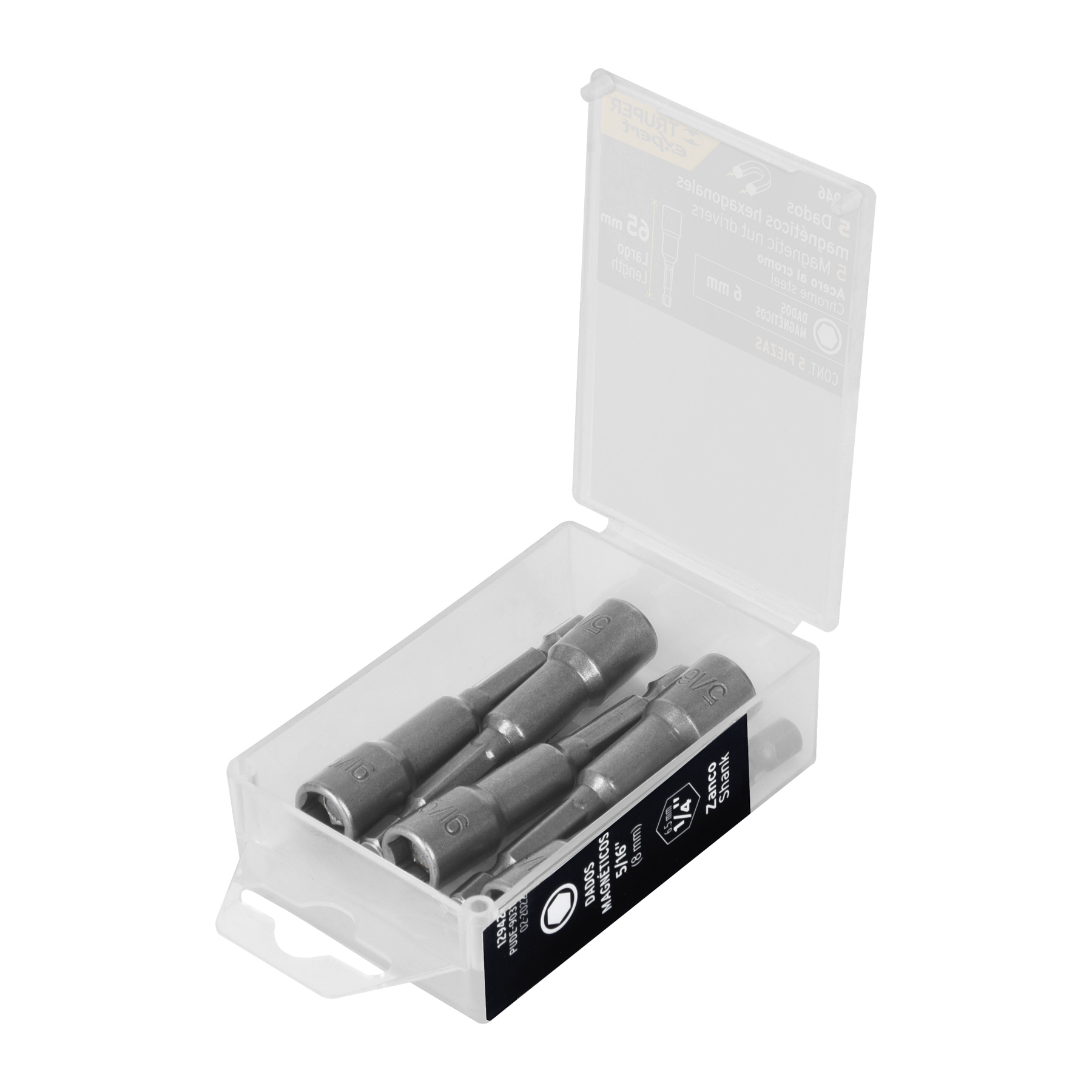 Estuche con 5 dados magnéticos de 6 mm largo 2-1/2', Expert