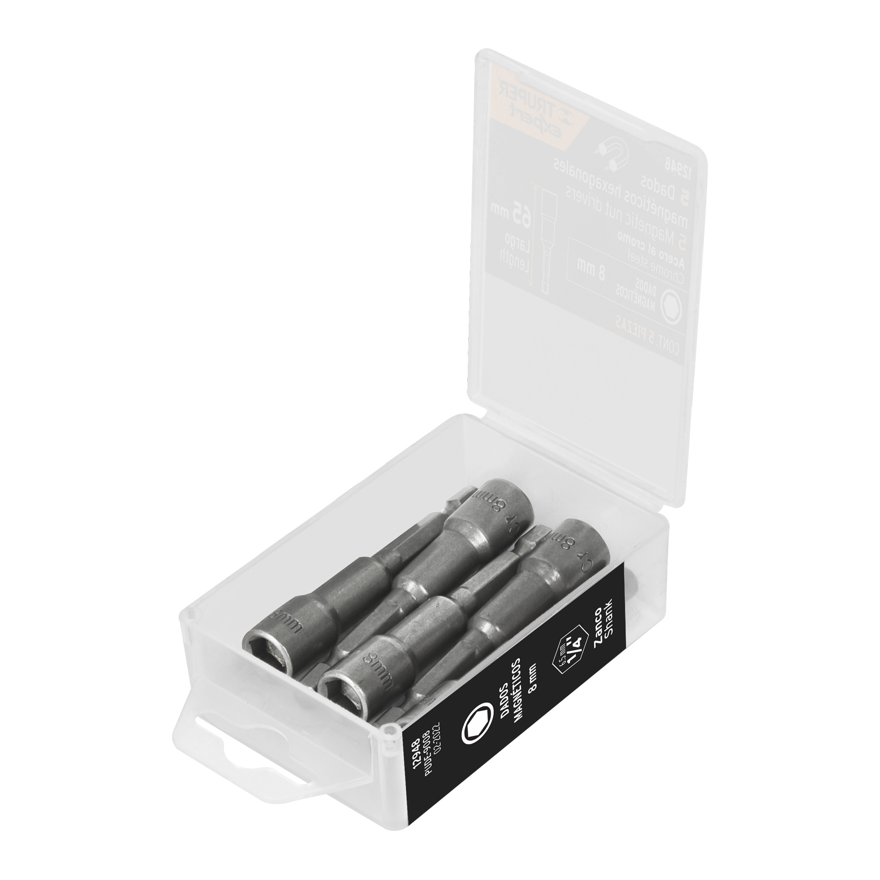 Estuche con 5 dados magnéticos de 8 mm largo 2-1/2', Expert