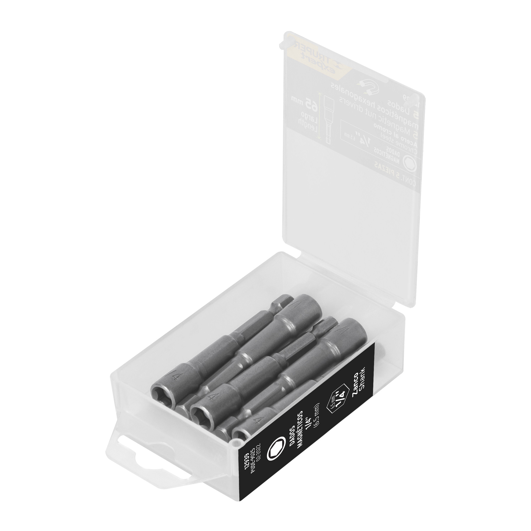 Estuche con 5 dados magnéticos de 1/4' largo 2-1/2', Expert