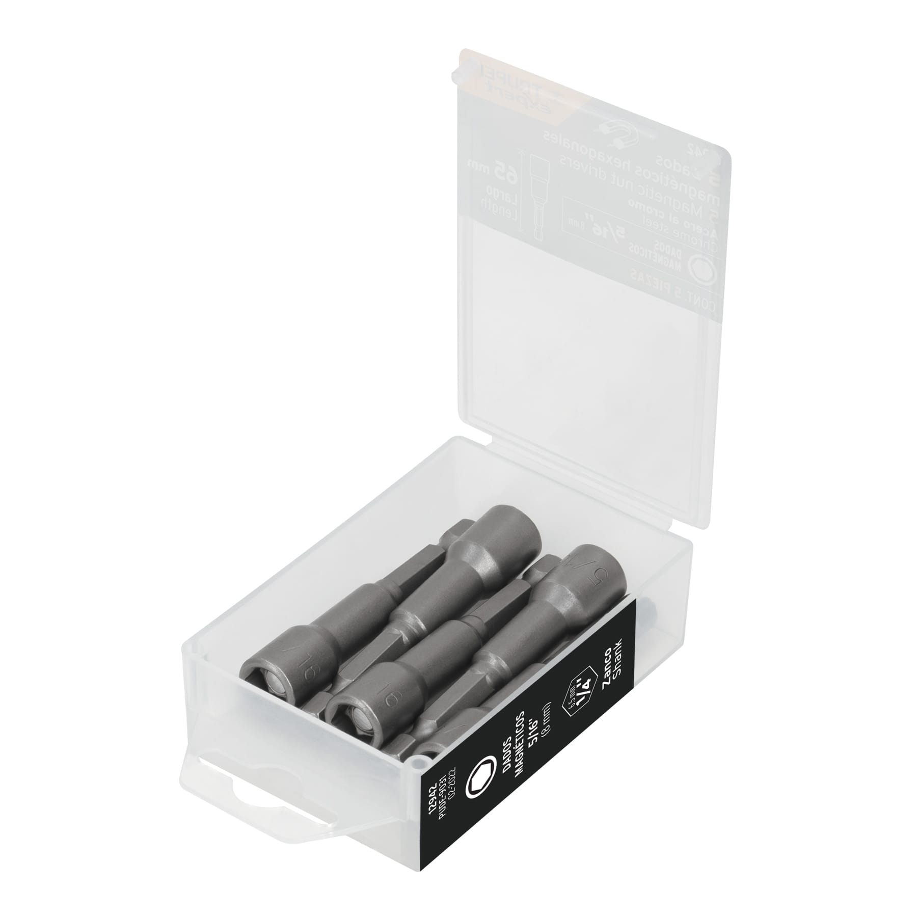 Estuche con 5 dados magnéticos de 5/16' largo 2-1/2', Expert