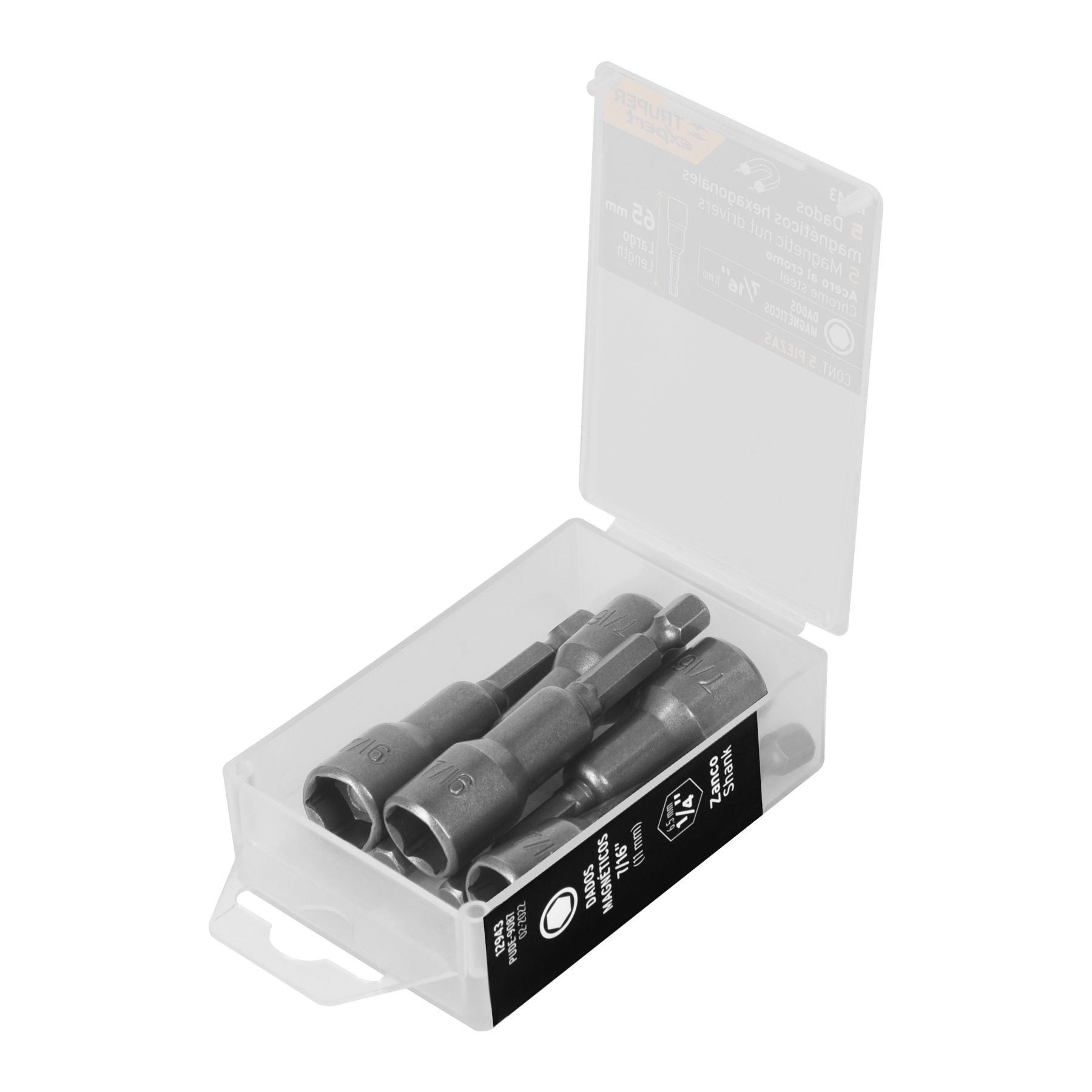 Estuche con 5 dados magnéticos de 7/16' largo 2-1/2', Expert