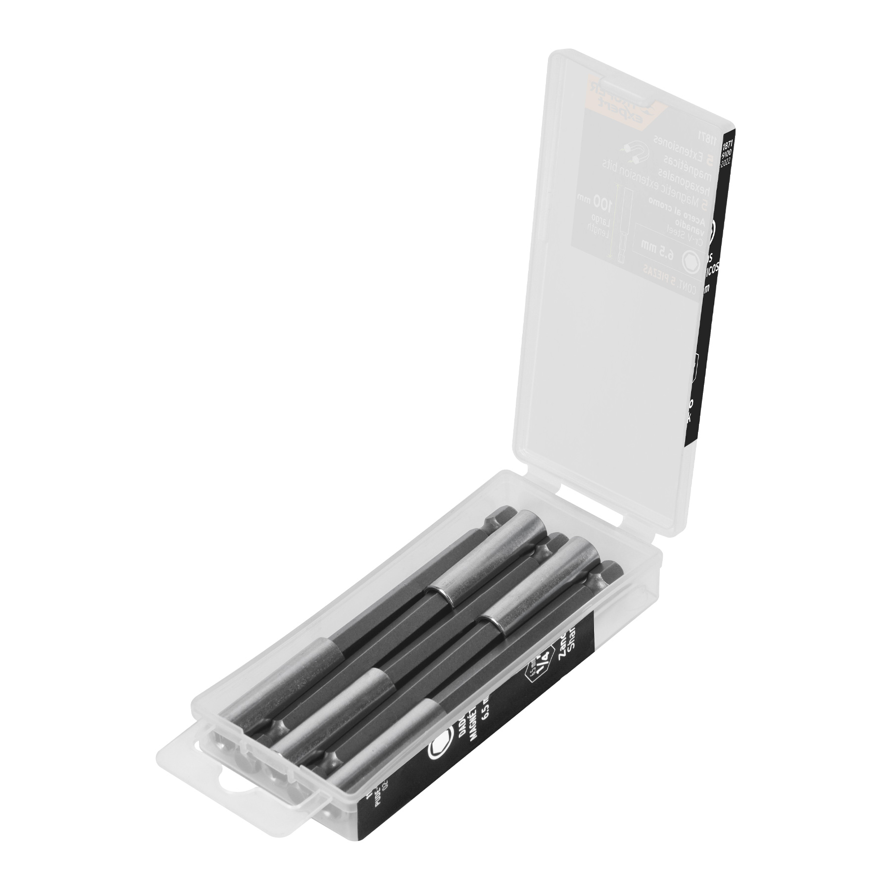 Estuche con 5 extensiones de 100 mm, magnéticas, EXPERT