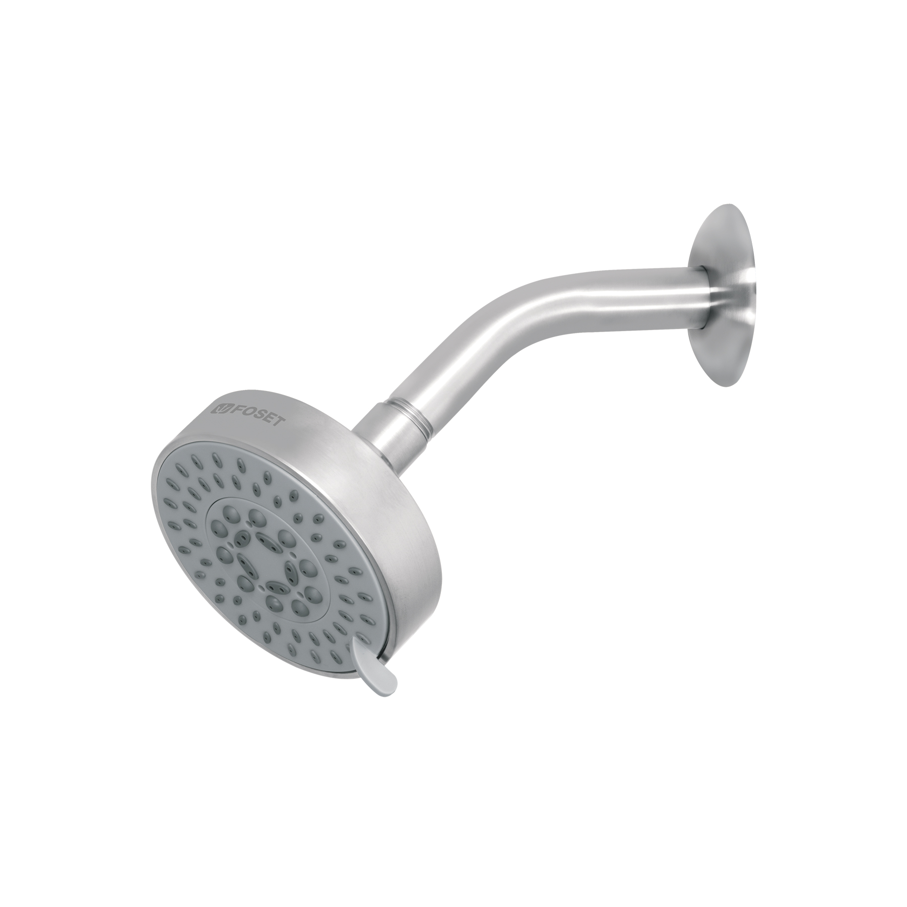 Regadera satín 4'con 5 funciones, con brazo, Foset Element