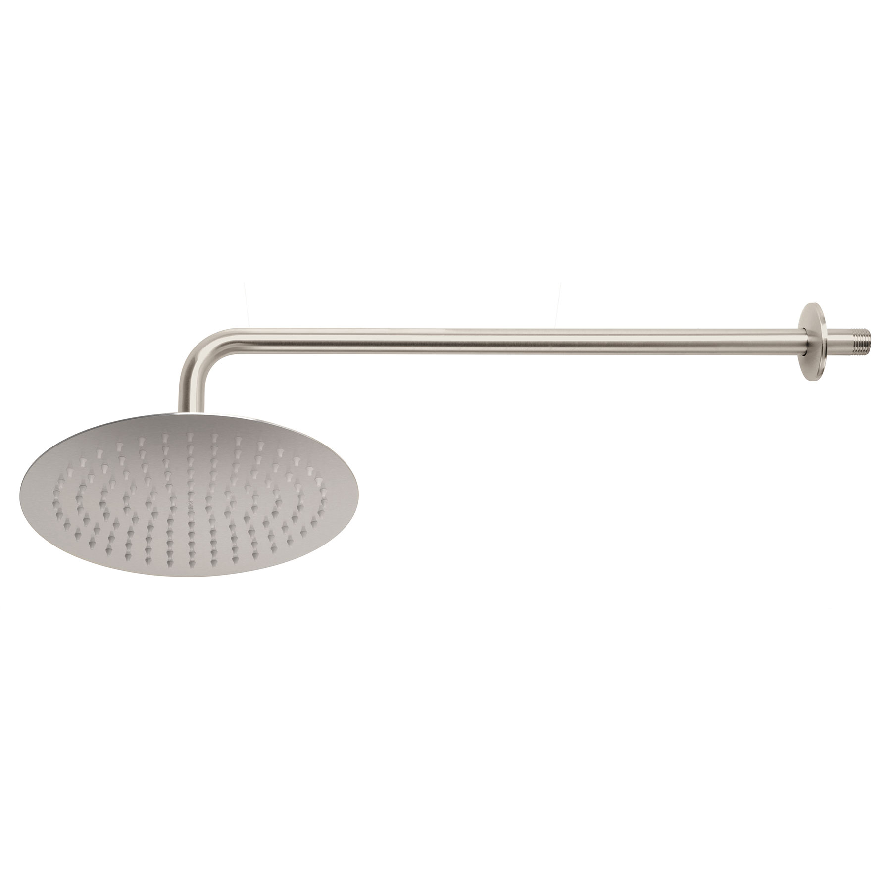 Regadera plato redondo 10' con brazo, satín, FOSET RIVIERA