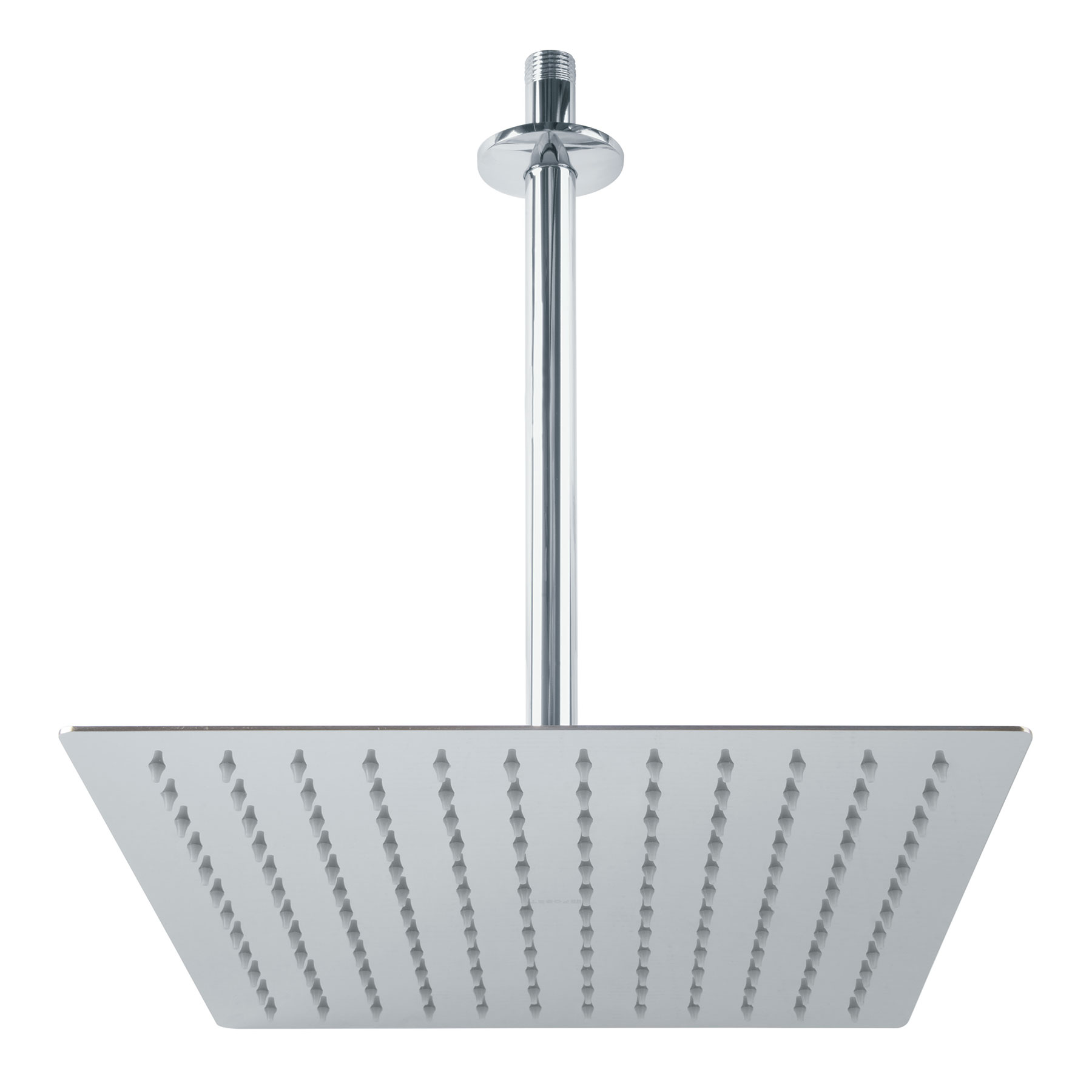 Regadera plato cuadrado 12' con brazo, cromo, FOSET RIVIERA