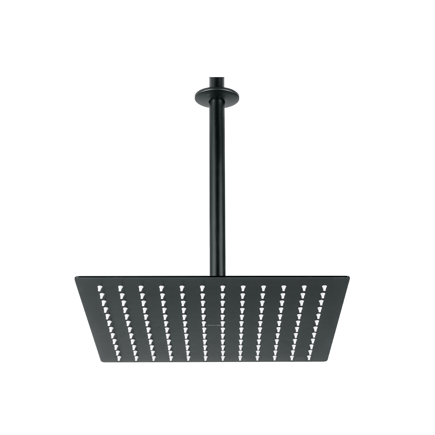 Regadera plato cuadrado 12' con brazo, negro, FOSET RIVIERA