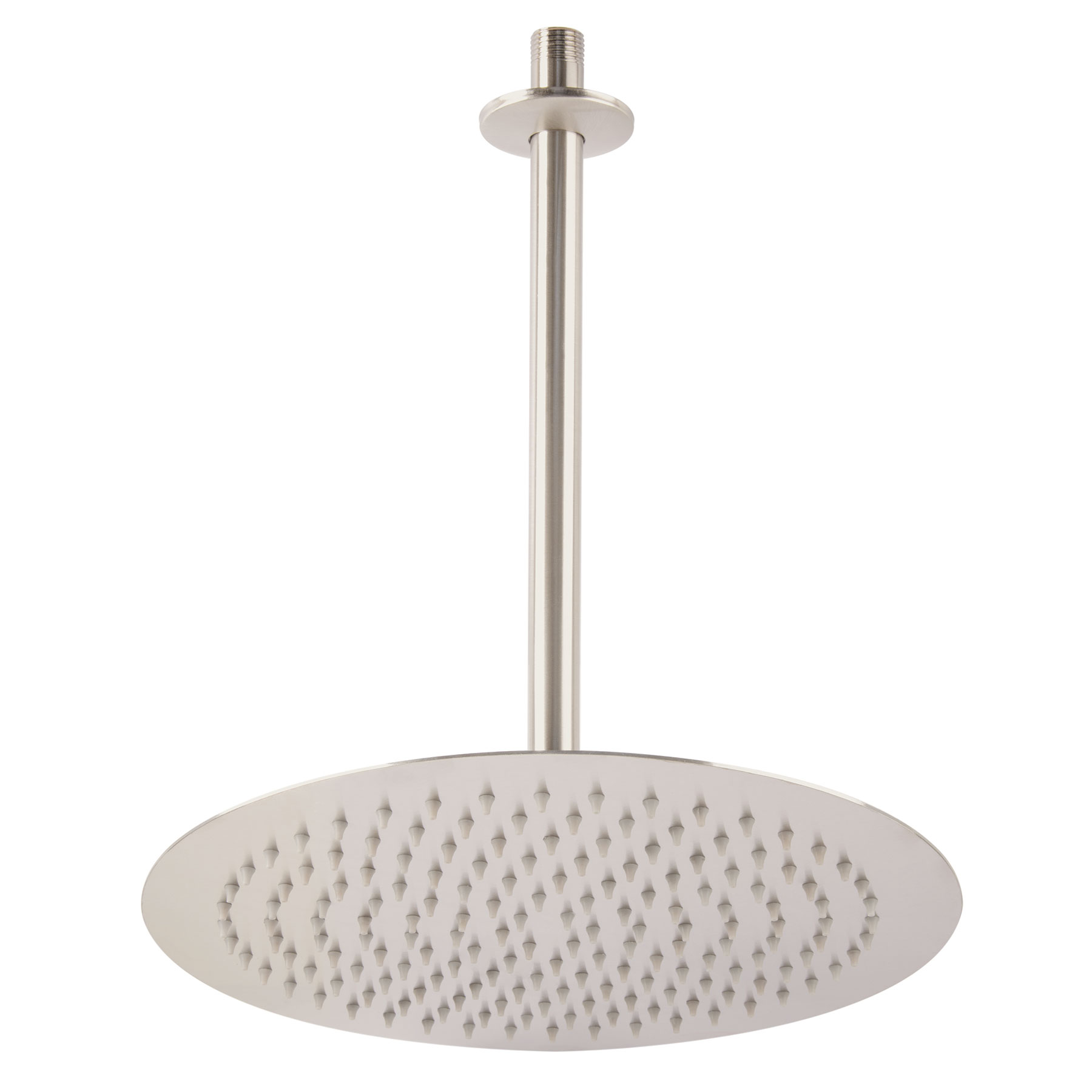 Regadera plato redondo 12' con brazo, satín, FOSET RIVIERA