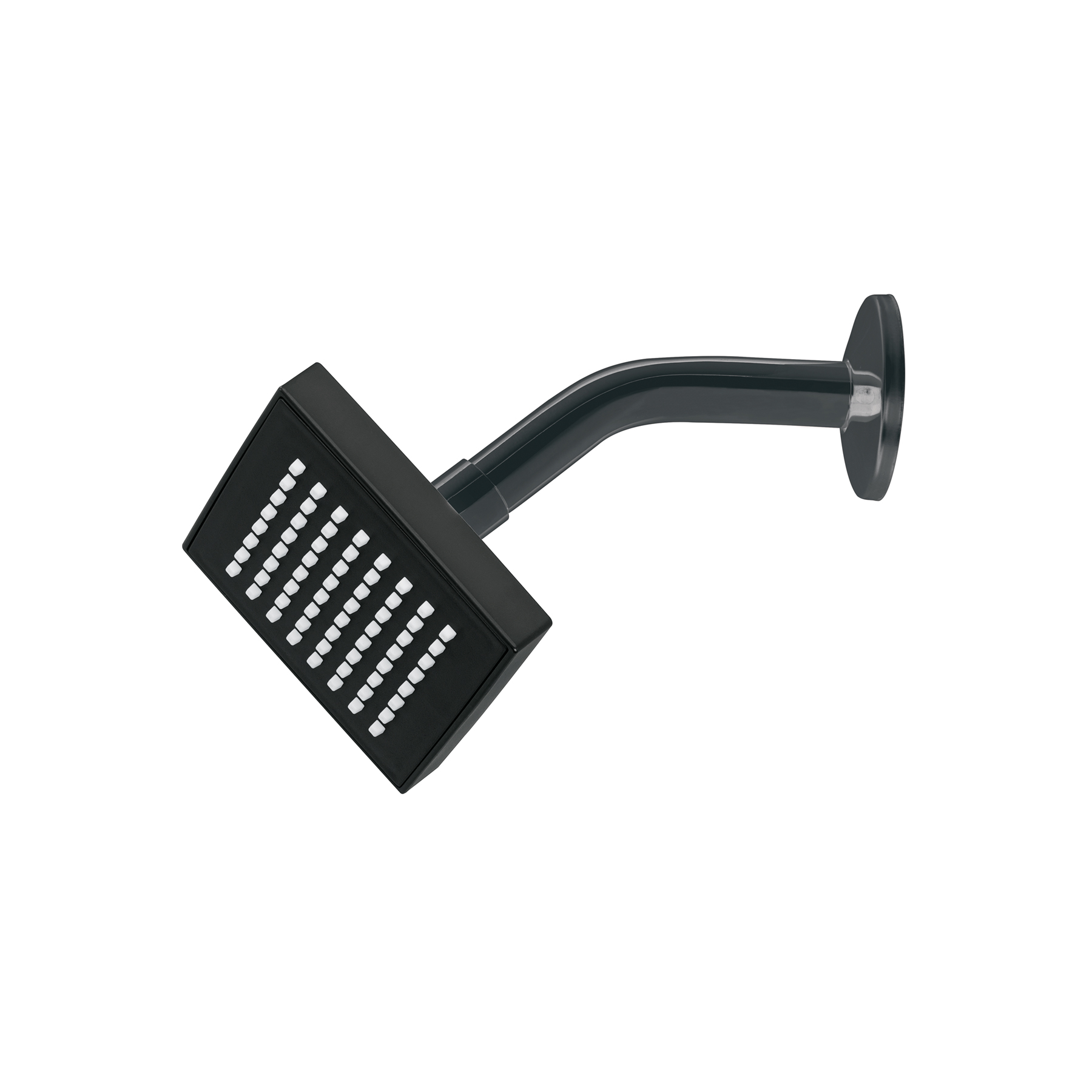 Regadera cuadrada 4', ABS, con brazo y chapetón, negro, AQUA