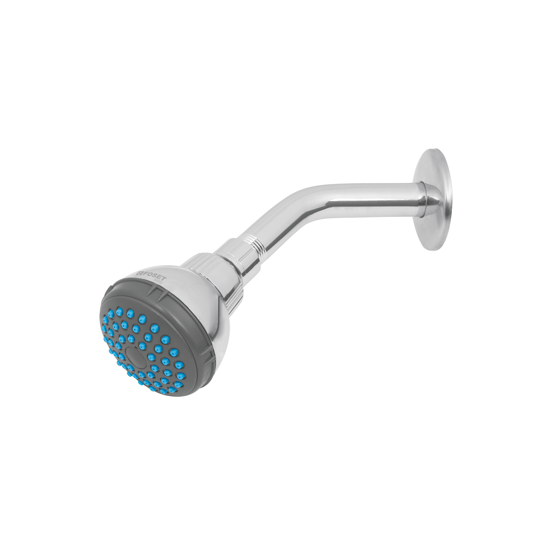 Regadera redonda 2-1/2' brazo y chapetón de acero, Basic