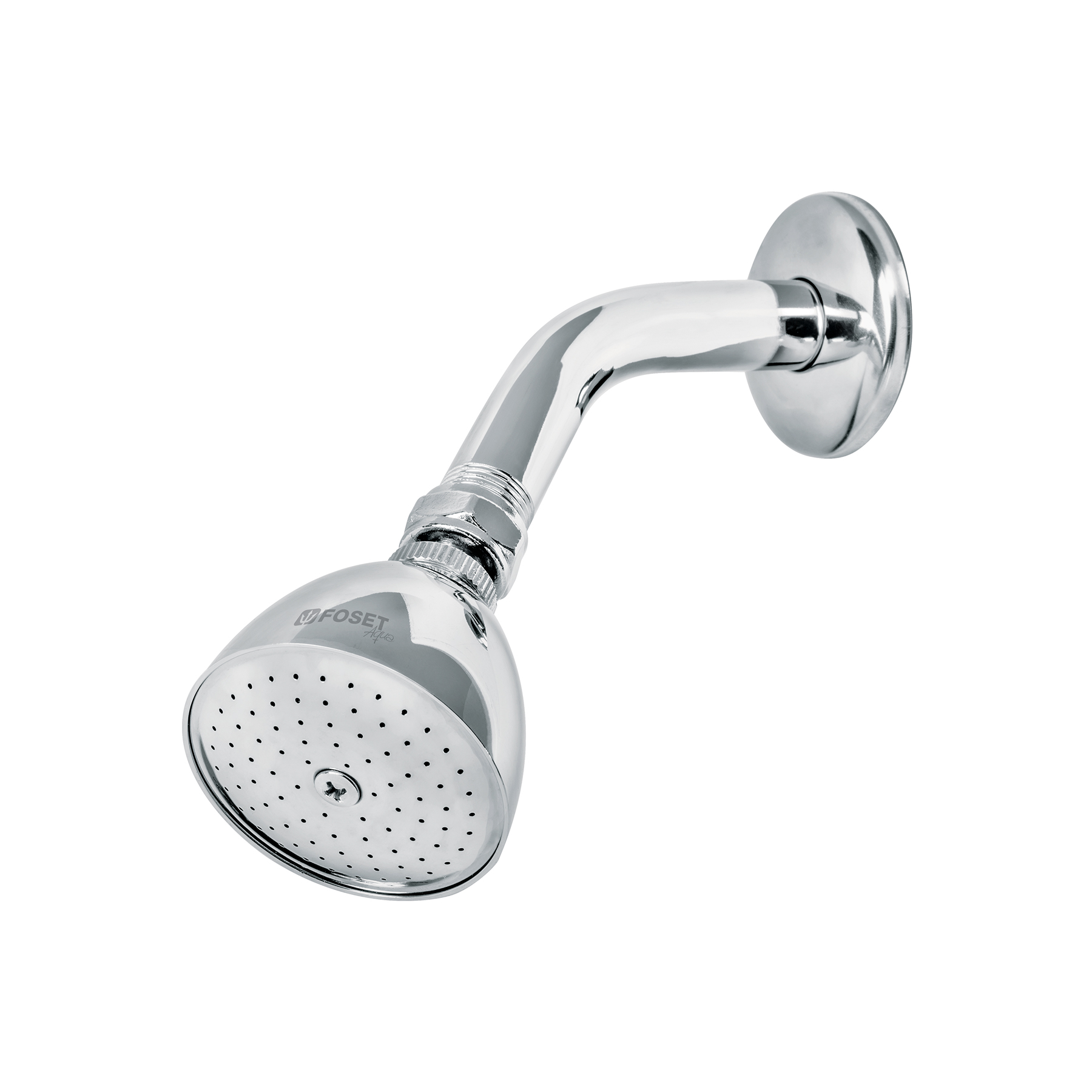 Regadera cónica 2-1/2', metálica, brazo y chapetón, cromo