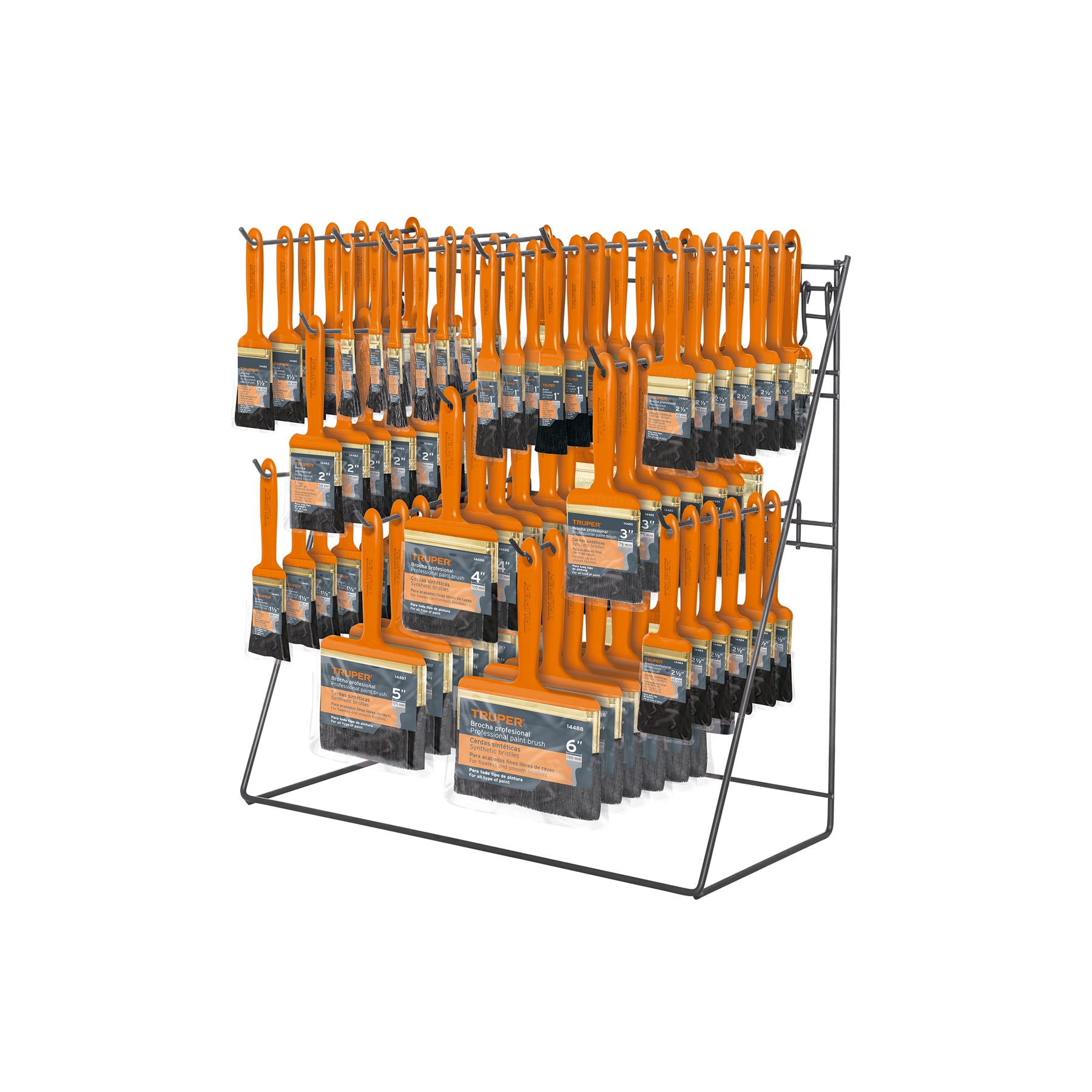 Exhibidor despachador con 156 brochas mango plástico Truper